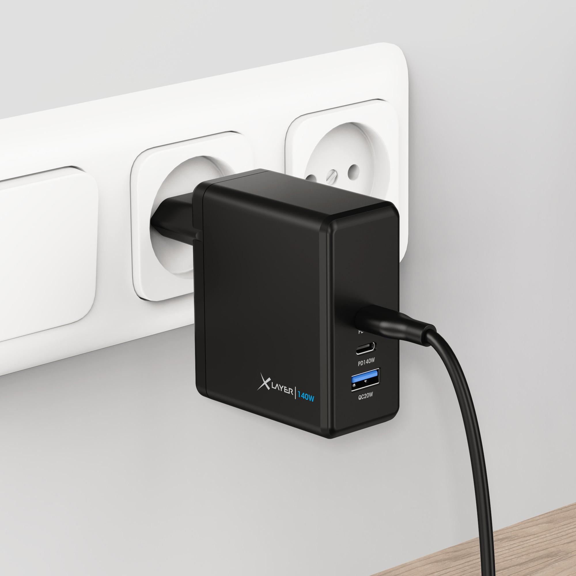 Produktbild XLayer Powercharger 140W mit 2x USB Typ C & 1x USB Typ A schwarz 5 von 9