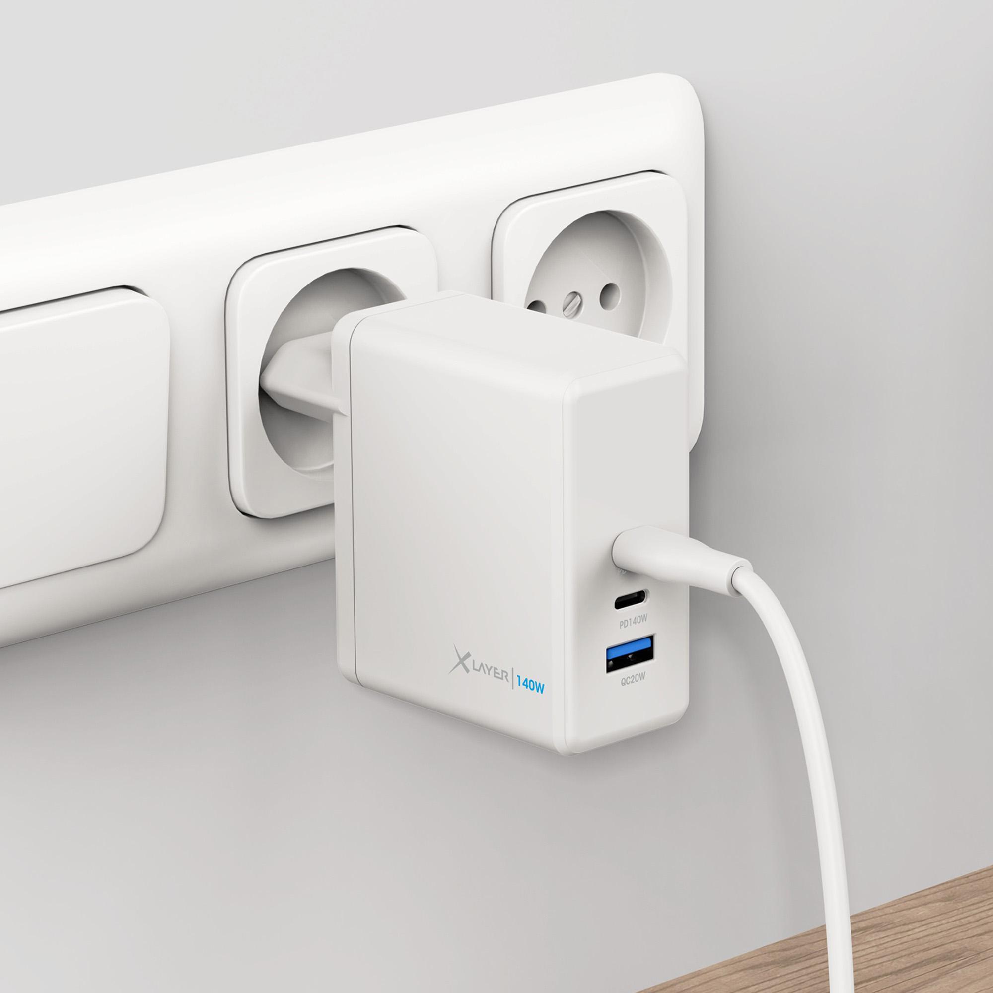 Produktbild XLayer Powercharger 140W mit 2x USB Typ C & 1x USB Typ A weiß 6 von 9