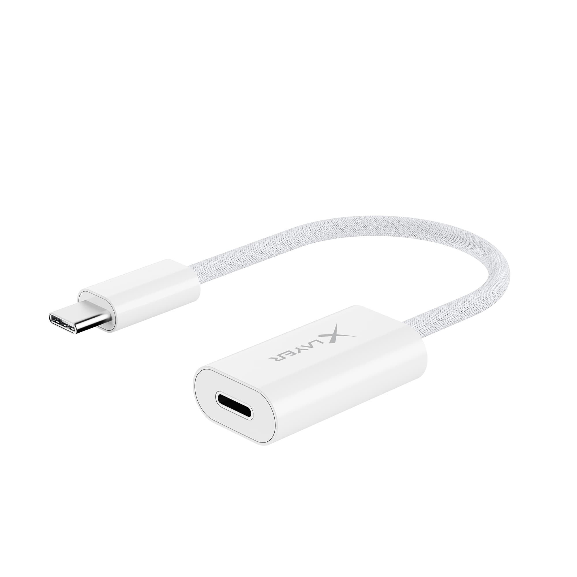XLayer feingewebter Adapter USB-C auf Lightning 0.12 m weiß