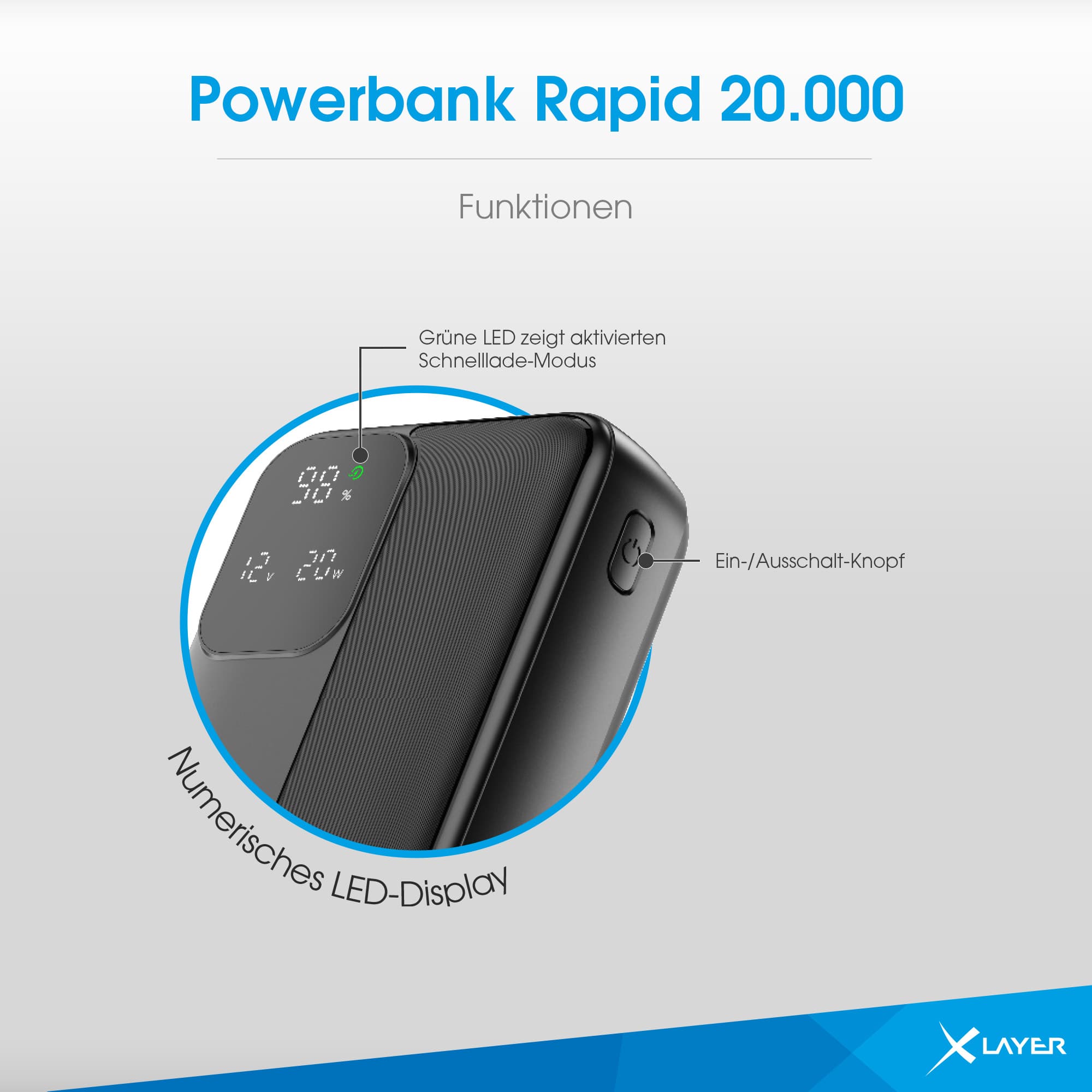 Produktbild XLayer Powerbank Rapid 20.000 mAh schwarz 8 von 9