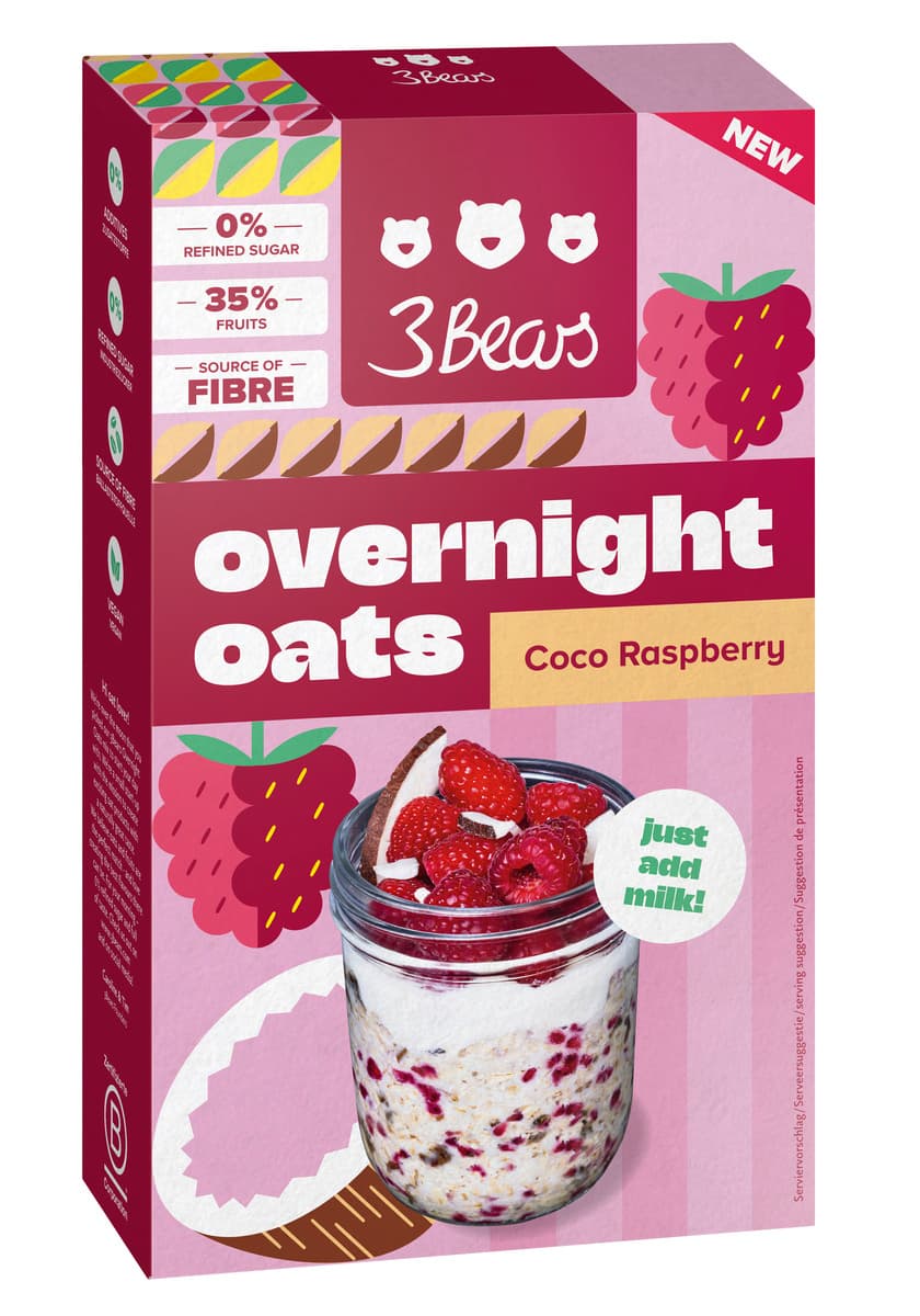 3Bears Overnight Oats Kokos Himbeere 