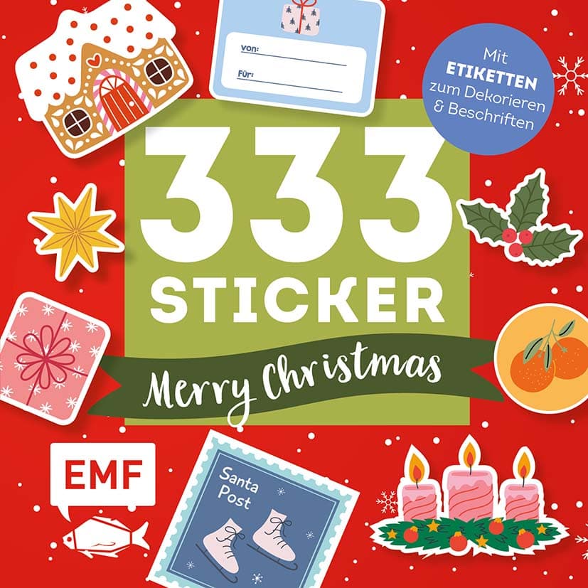 33 Sticker – Merry Christmas: Geschenk-Etiketten und Aufkleber mit beschreibbarer Oberfläche