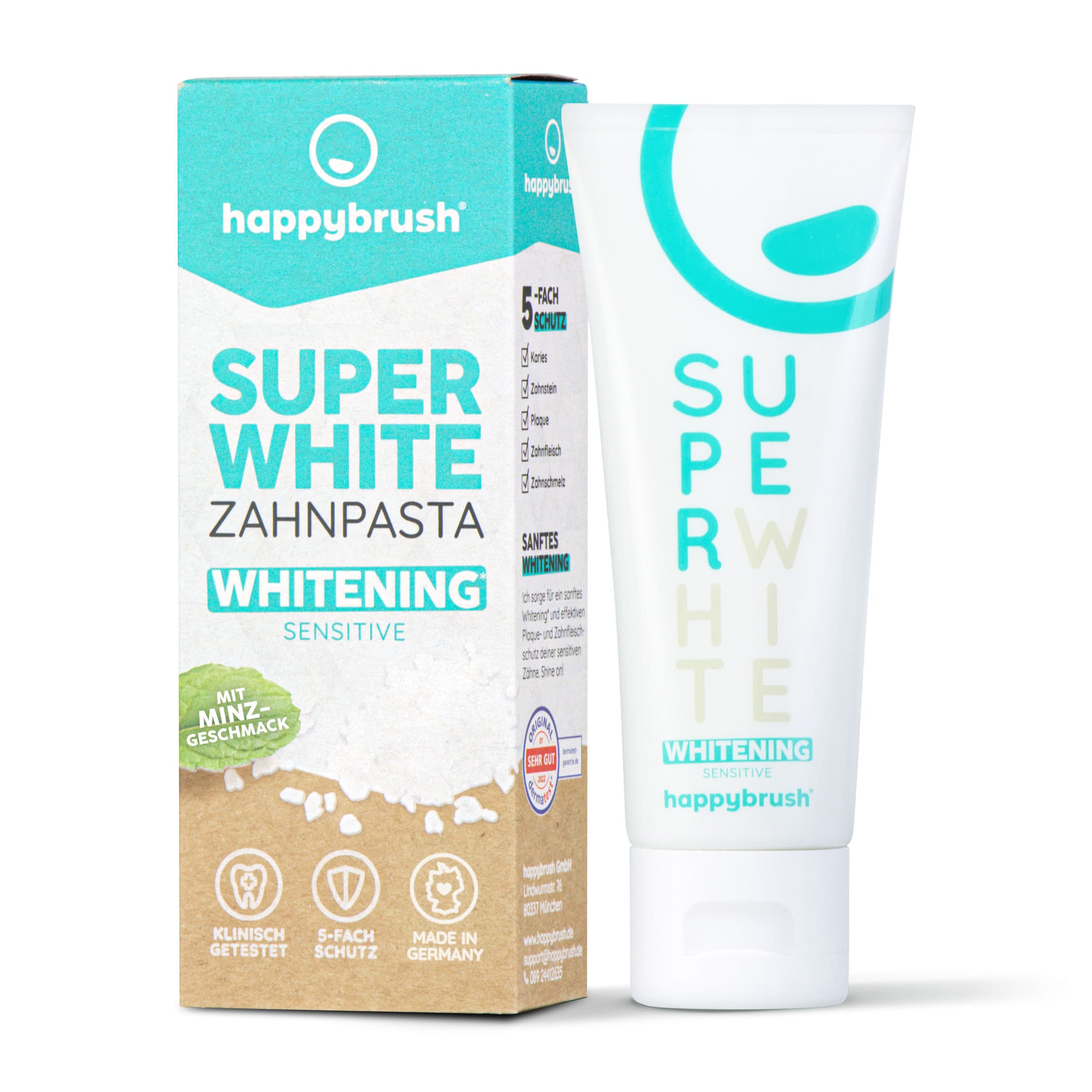 happybrush Zahncreme Super White & Protect