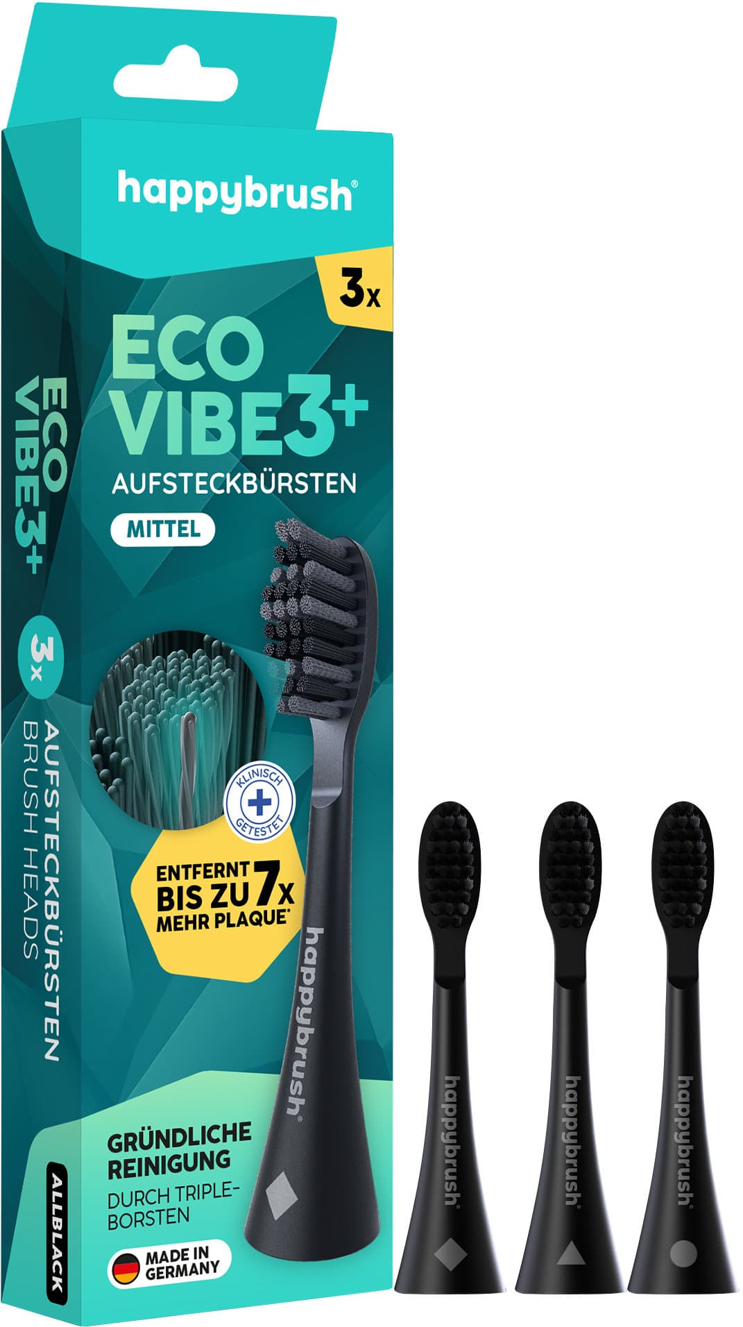 Cabezales de cepillo happybrush Eco V3+, todos negros