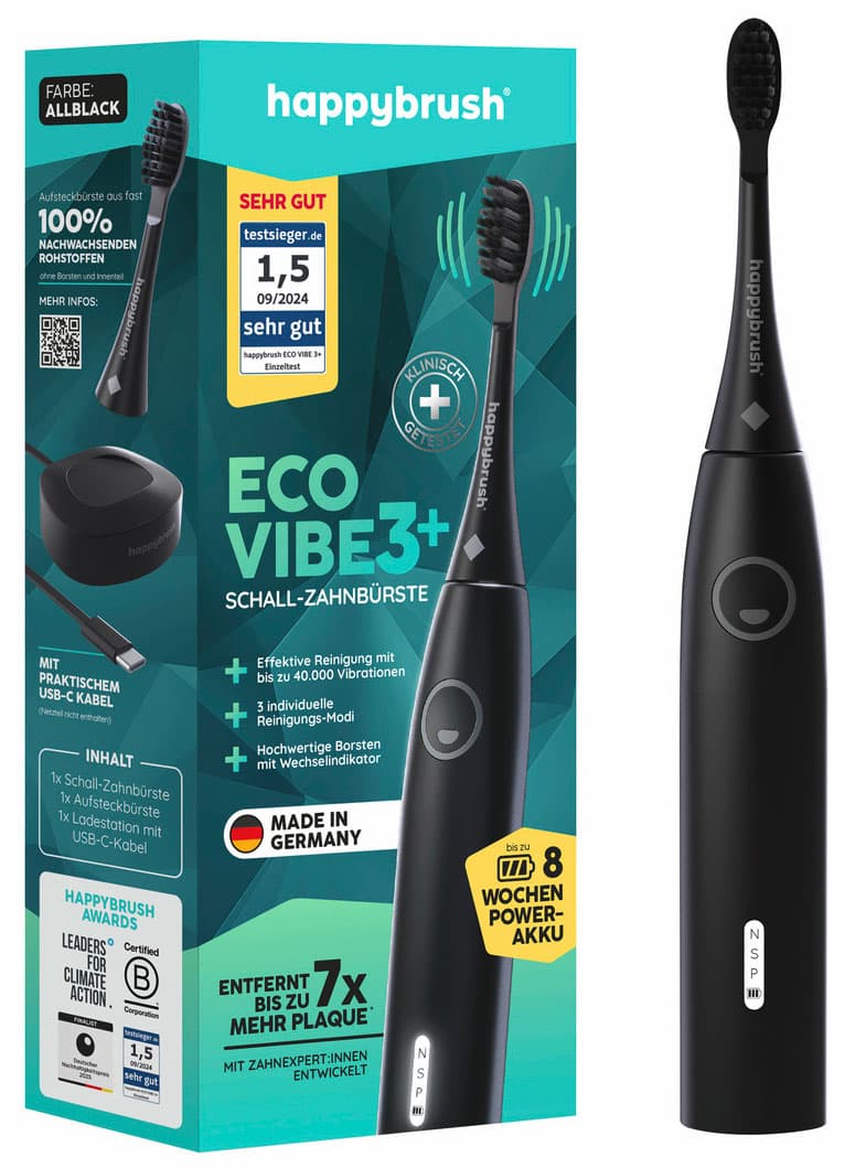 happybrush Schallzahnbürste StarterKit Eco Vibe 3+