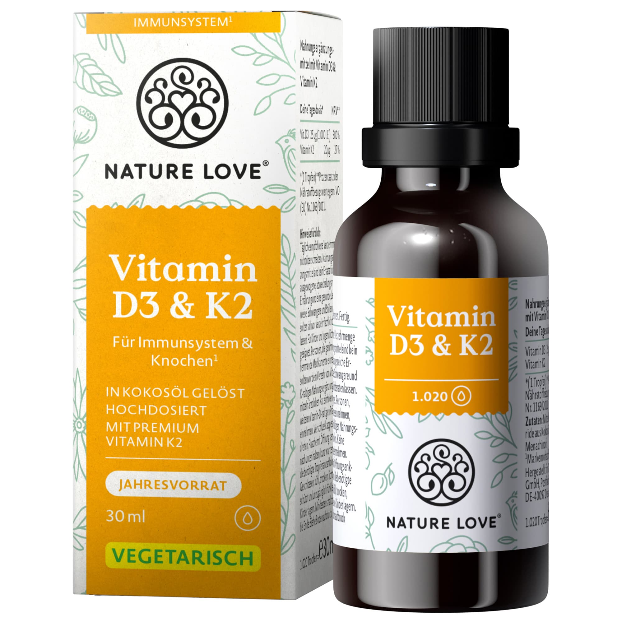 NATURE LOVE Vitamin D3 & K2