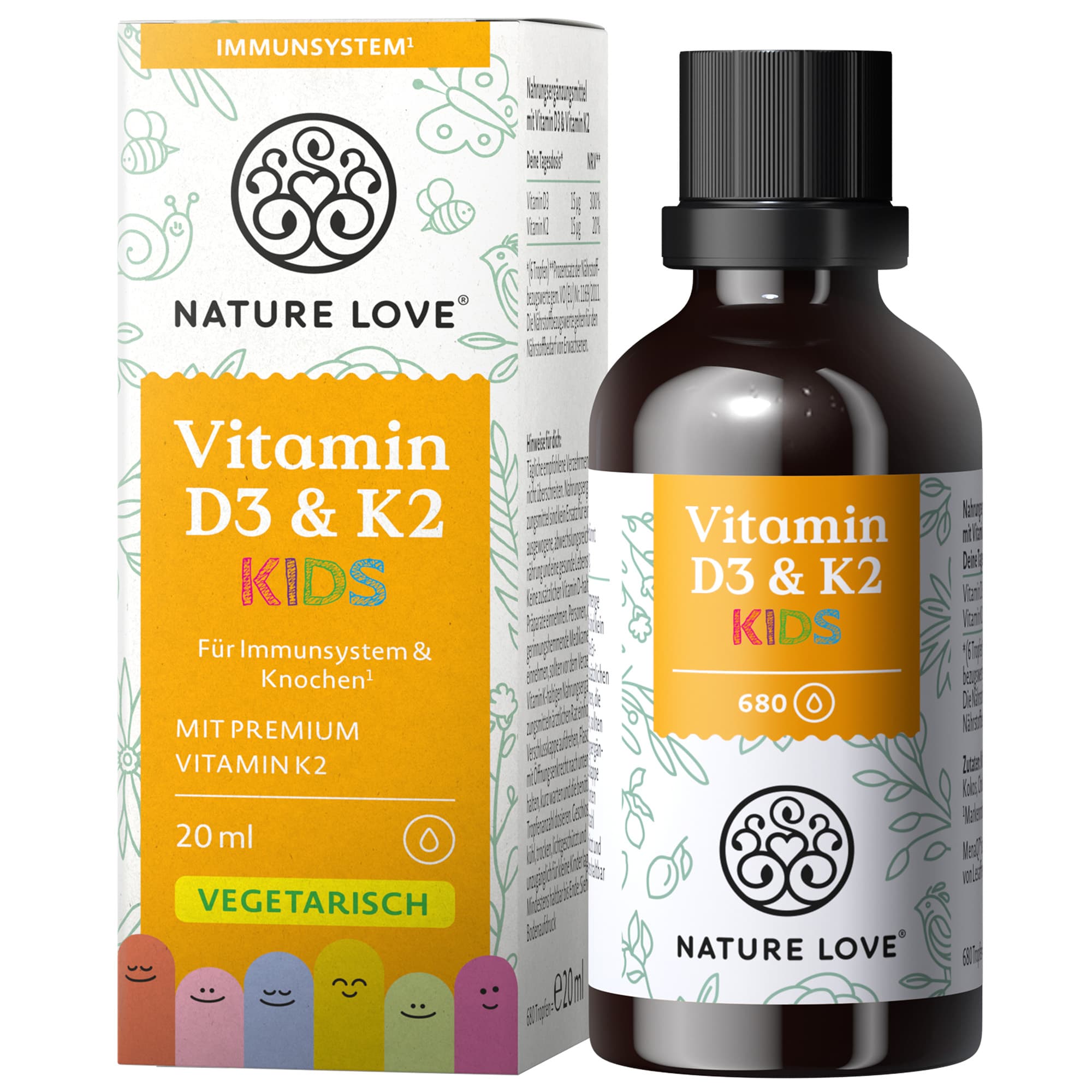 NATURE LOVE Vitamin D3 & K2 Kids Tropfen