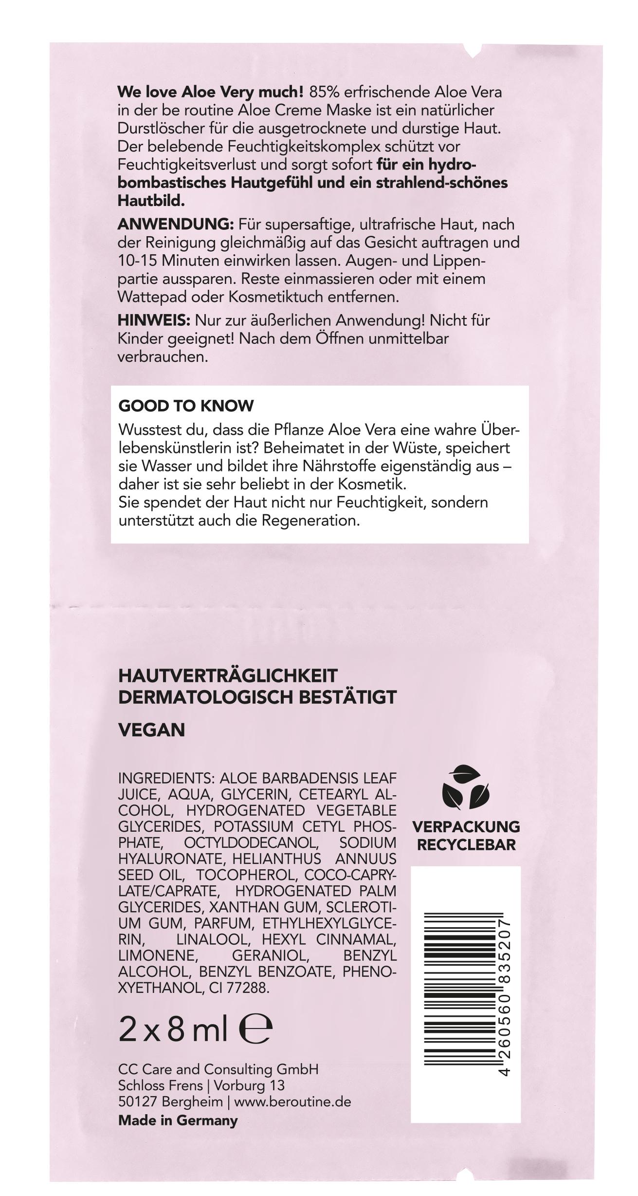 Produktbild be routine Creme Maske Relax Aloe 2 von 3