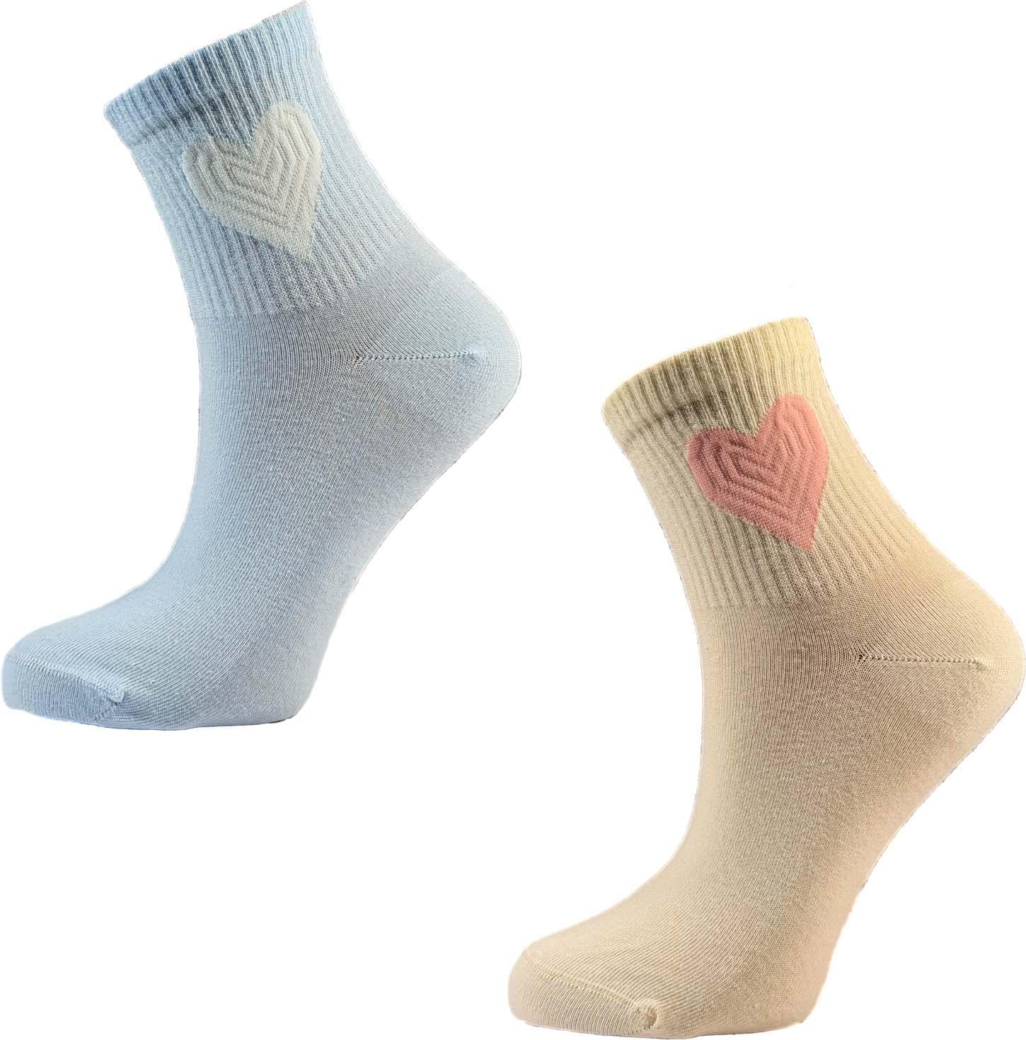 Damen Kurzsocken Herz 2er Pack
