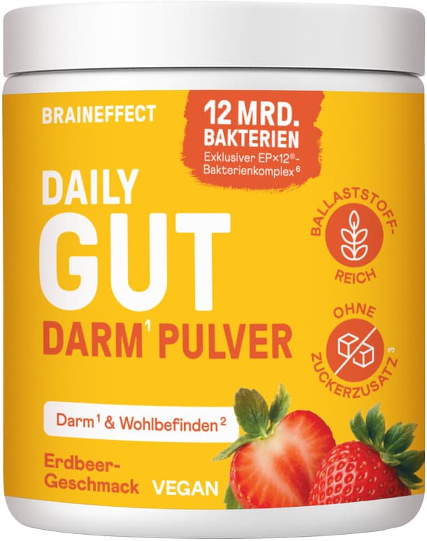 BRAINEFFECT Daily Gut Darm Pulver Erdbeere