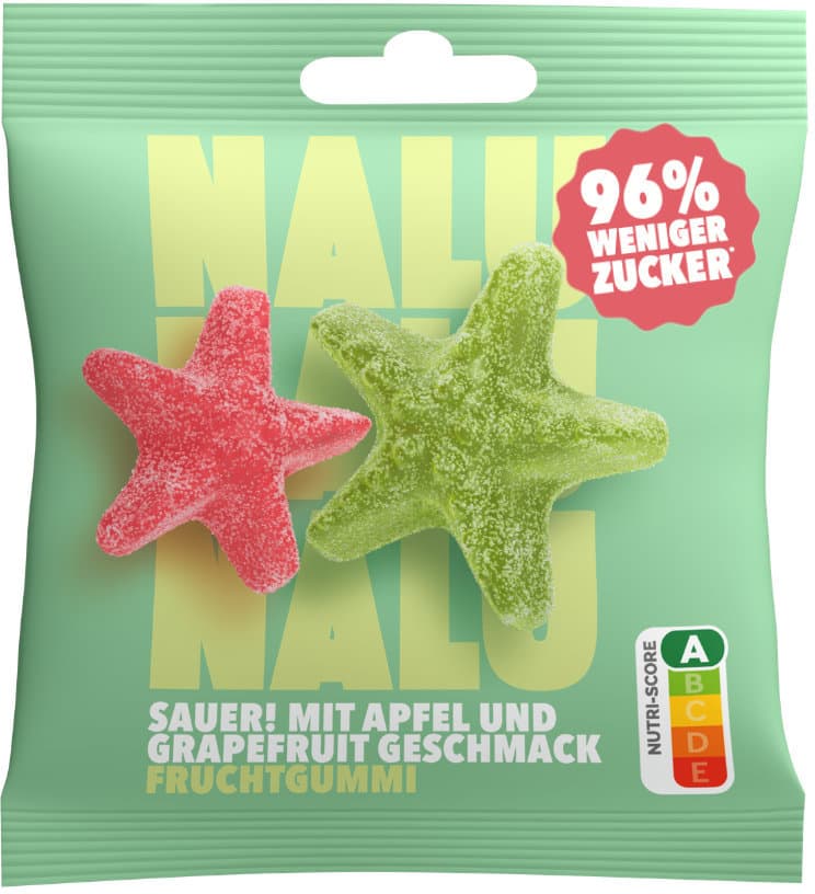 NALU Fruchtgummi Saure Seesterne Apfel & Grapefruit 