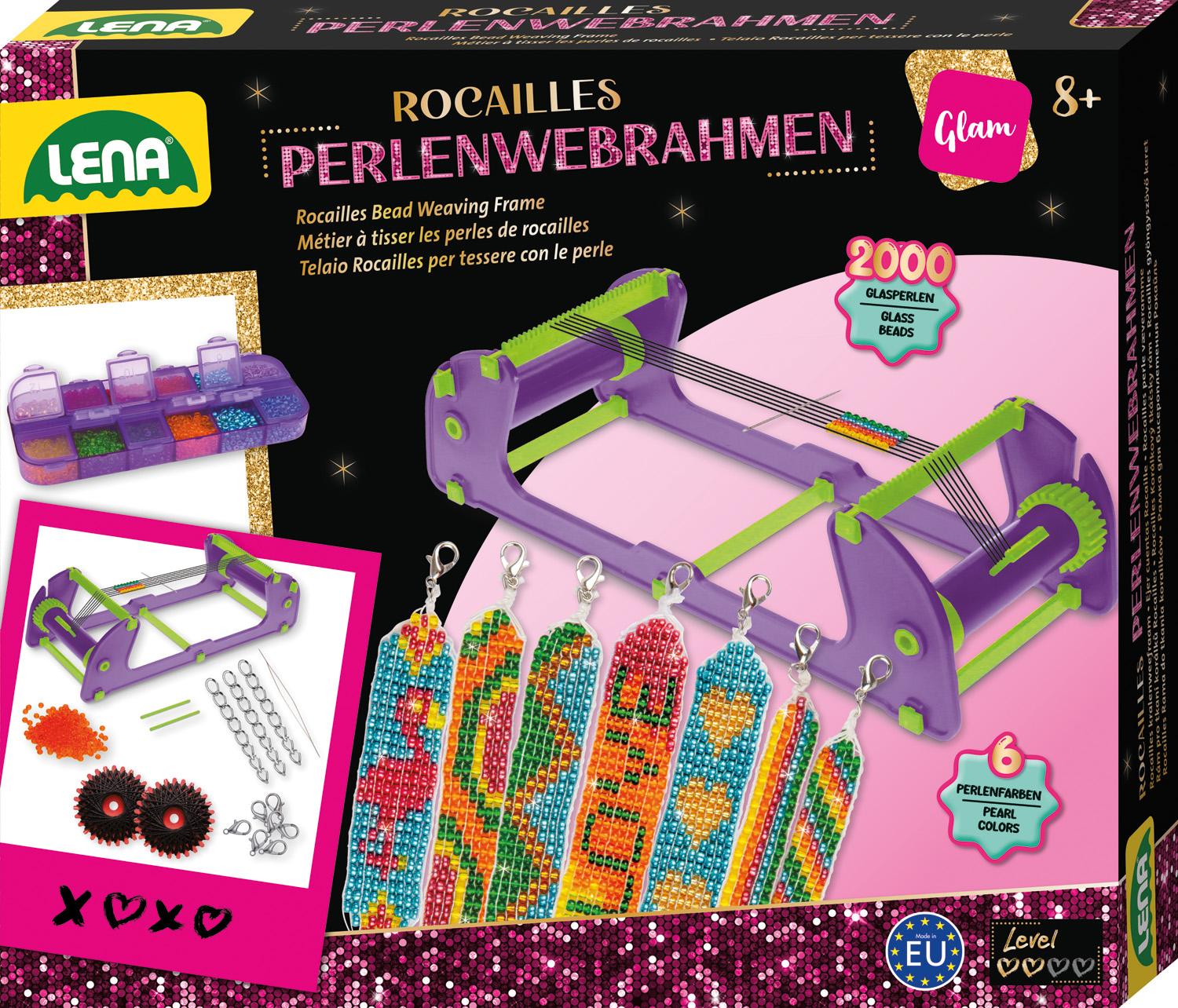 Lena - Rocailles Perlenwebrahmen, Faltschachtel