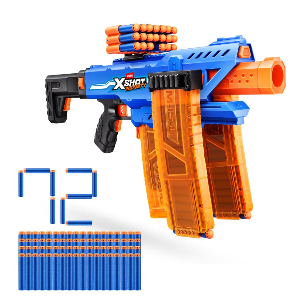 ZURU 36786 - XSHOT Insanity Clip Mania Blaster motorisiert (72 Darts)