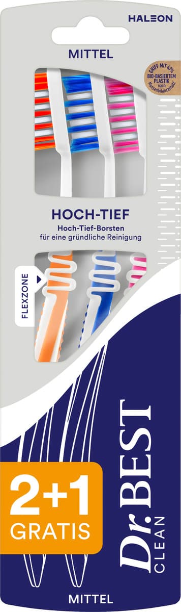 Dr.BEST Classic Hoch-Tief mittel 2+1 Zahnbürste