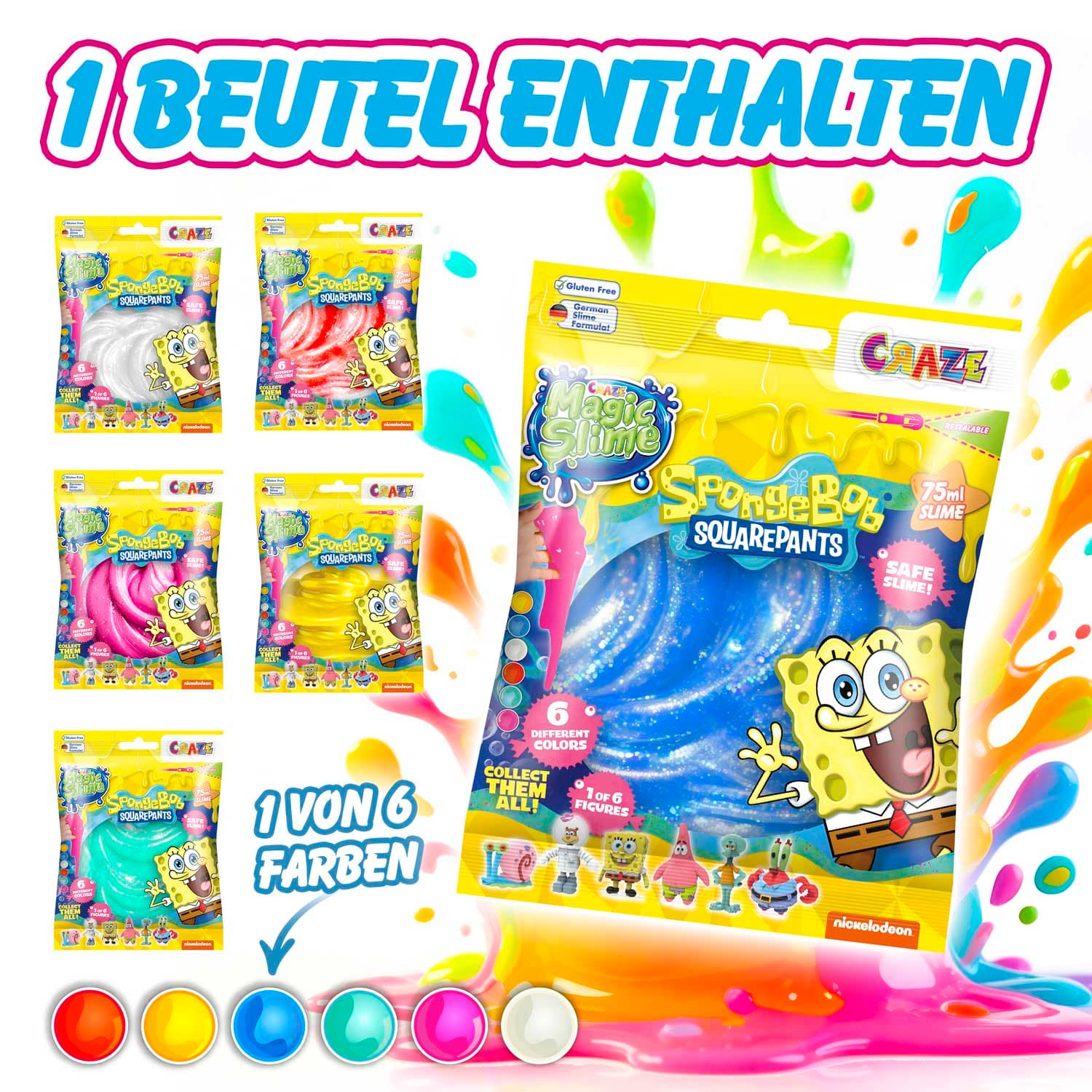 CRAZE Magic Slime Bag Surprise SpongeBob sortiert (Keine Auswahl möglich)