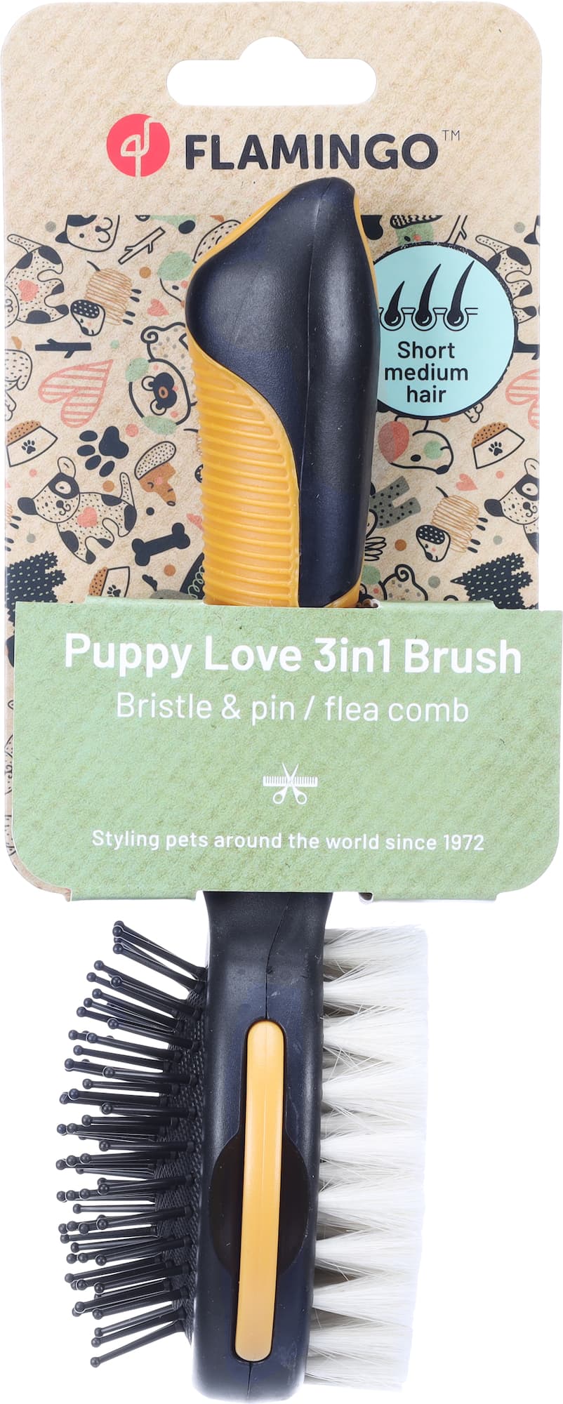 Produktbild FLAMINGO Hundezubehör 3in1 Stiftbürste & Flohkamm für Welpen 2 von 5