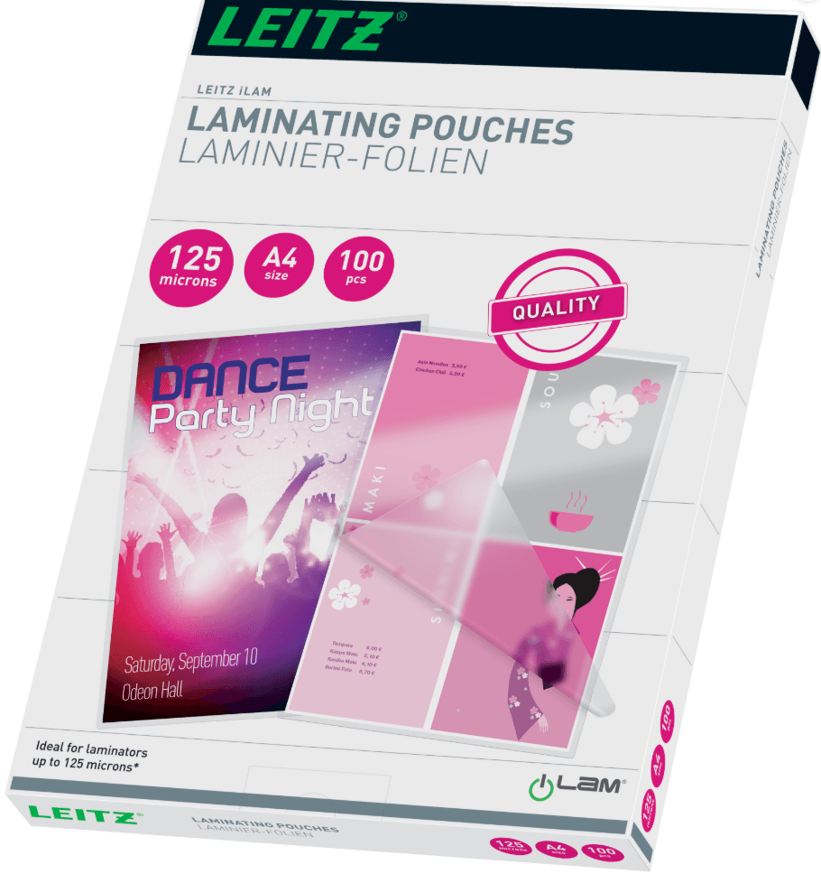 LEITZ Folientasche 125 Micron für A4 100Stück