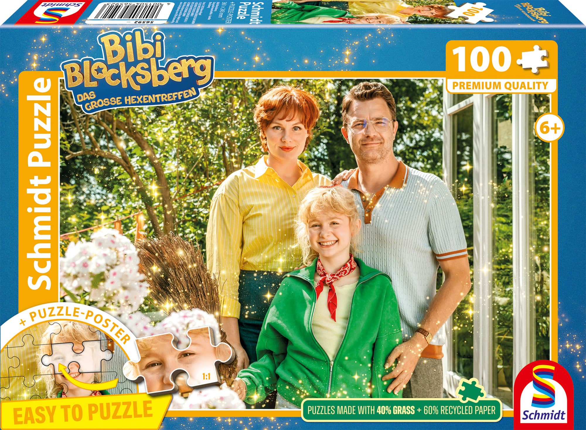 Schmidt Spiele - Bibi Blocksberg: Das große Hexentreffen, Familie Blocksberg, 100 Teile, Eco-Friendly, Gras Kinderpuzzle