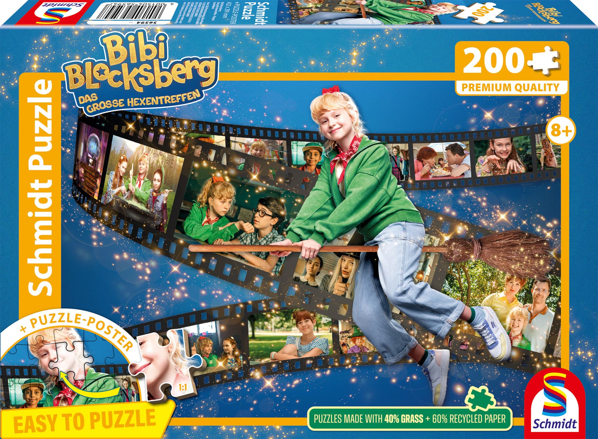 Schmidt Spiele - Bibi Blocksberg: Das große Hexentreffen, Flieg los Kartoffelbrei, 200 Teile, Eco-Friendly, Gras Kinderpuzzle