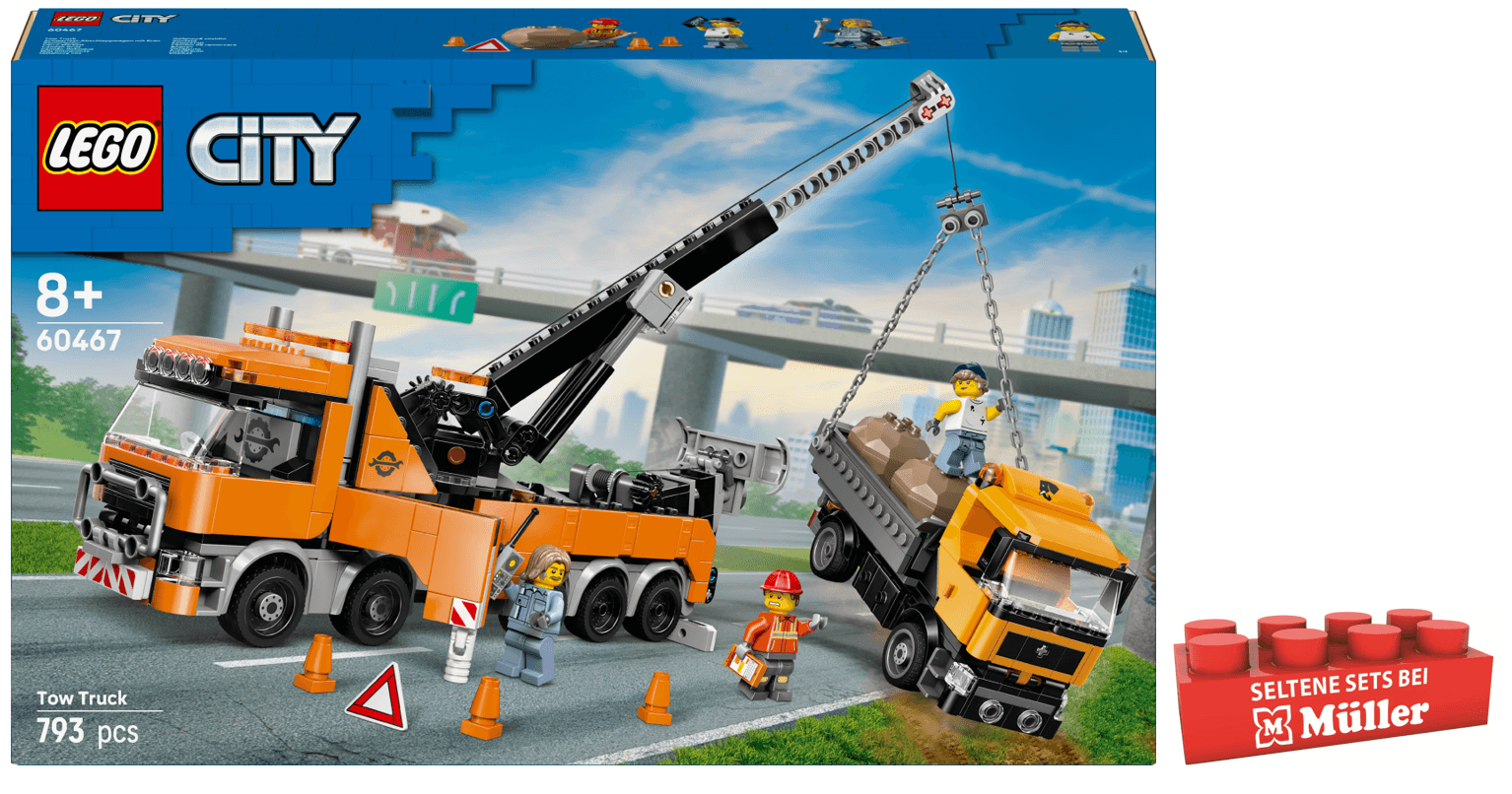 LEGO City Schwerlast-Abschleppwagen mit Kran, Set für Rollenspiele 60467