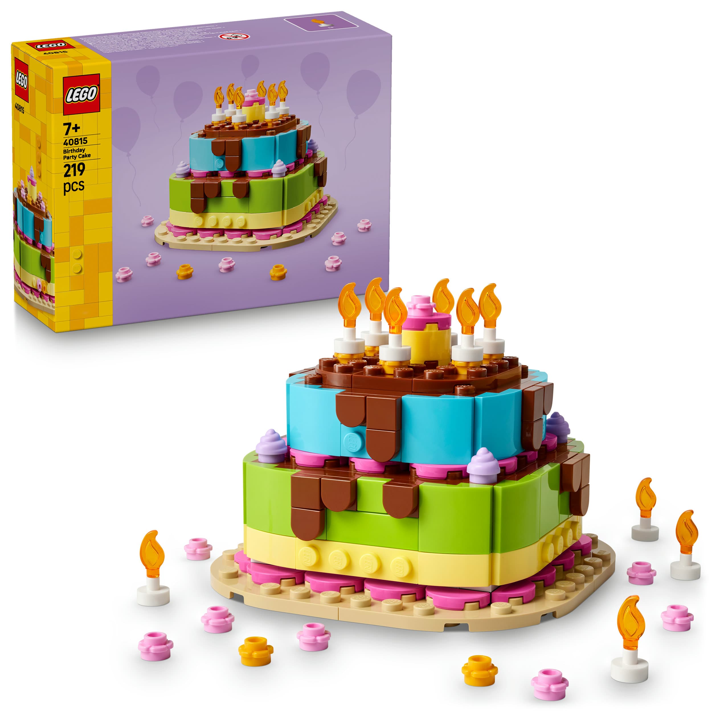 LEGO 40815 Geburtstagstorte, Tischdeko zum Selbergestalten, cooles Geschenkset