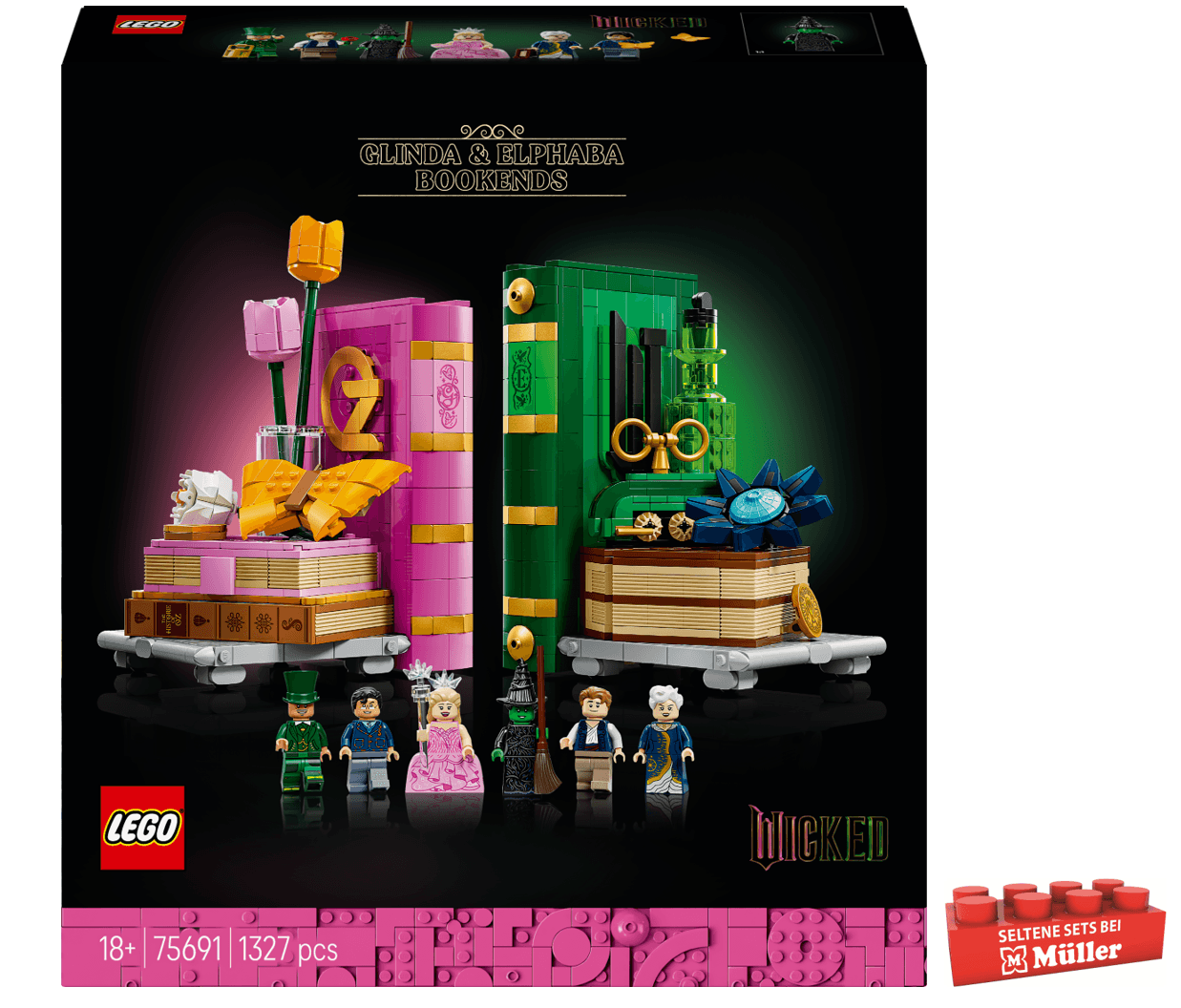 LEGO Wicked 75691 Glinda und Elphaba Bücherstützen, Spielzeug zum Bauen