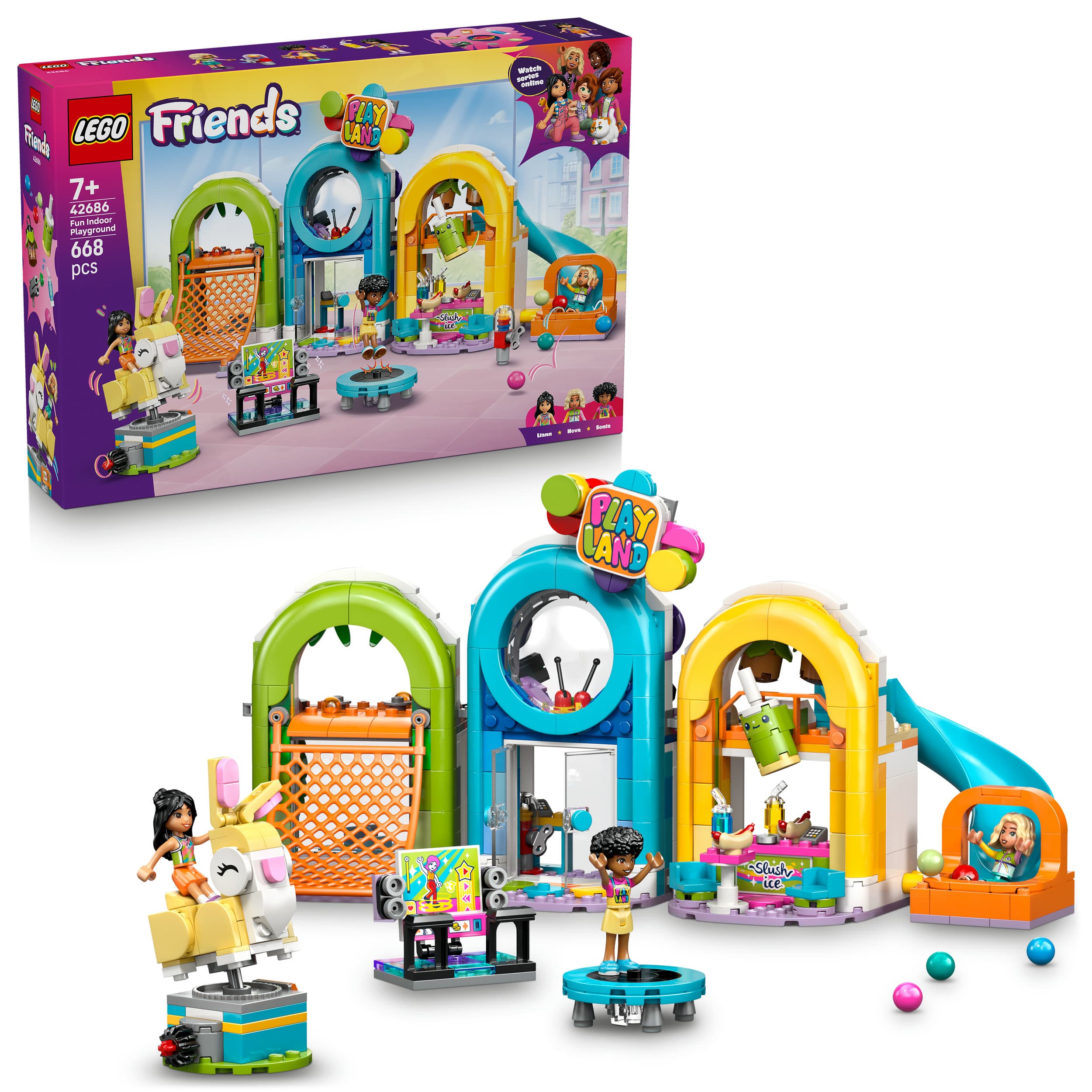 LEGO Friends 42686 Cooler Indoor-Spielplatz, Spielzeug mit Puppen