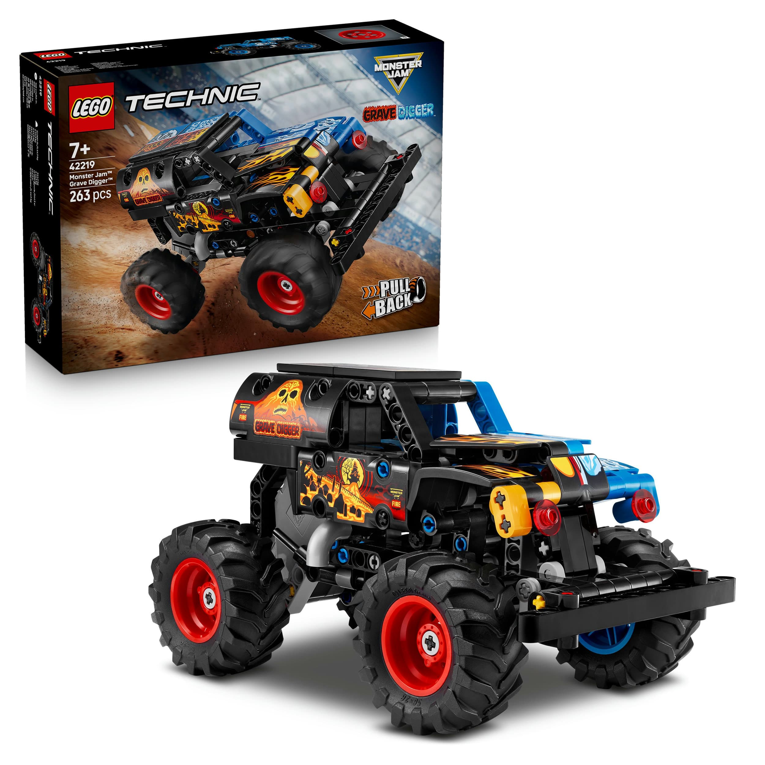LEGO Technic 42219 Monster Jam Grave Digger Feuer und Eis, Spielzeug
