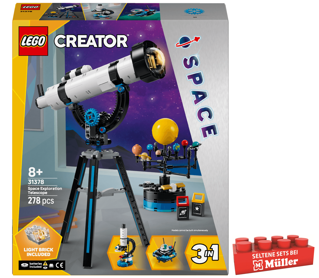 LEGO Creator 3-in-1-Set 31378 Weltraumteleskop, Spielzeug ab 8 Jahren