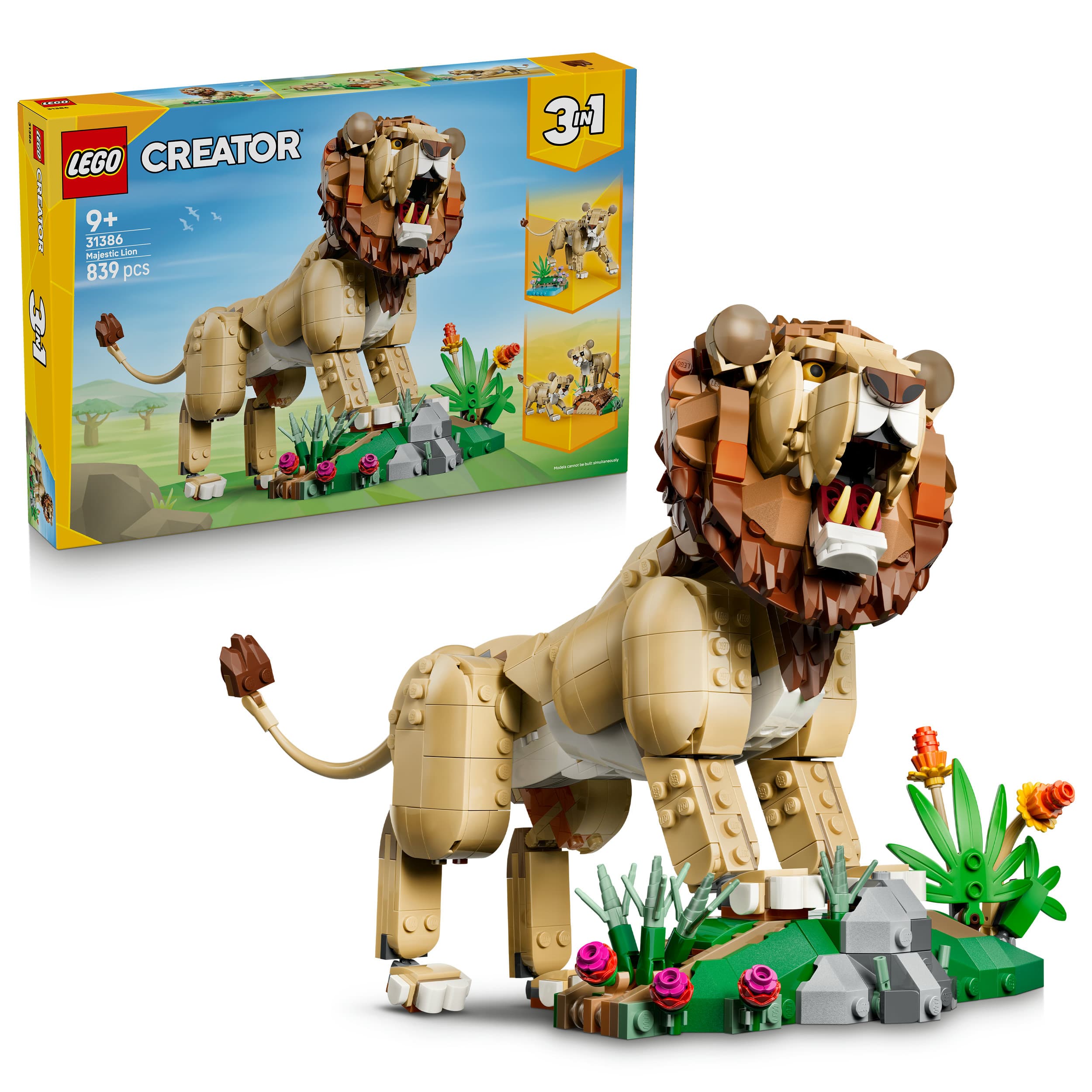 LEGO Creator 3-in-1-Set 31386 Wilde Tiere: Majestätischer Löwe, Bauset