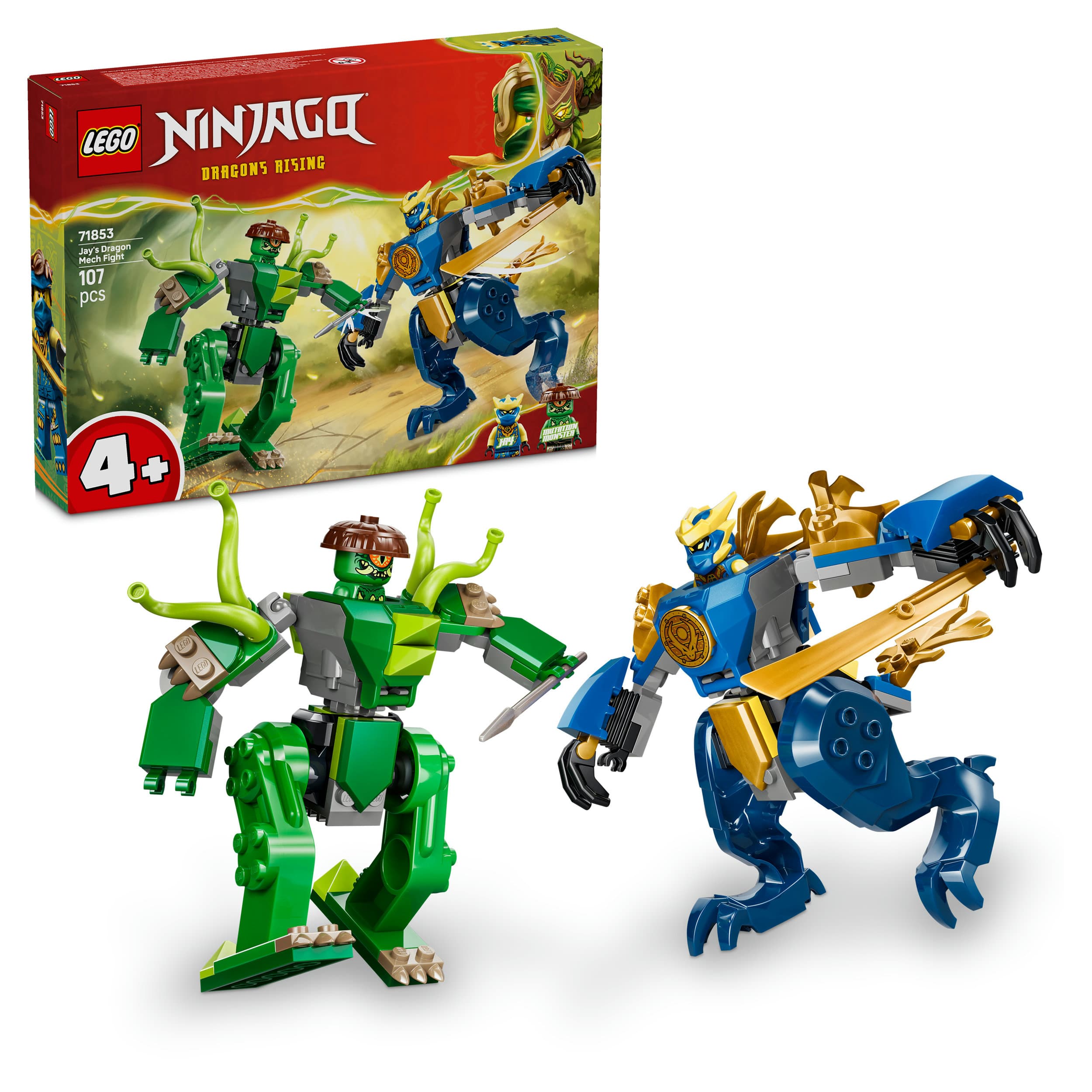 LEGO NINJAGO 71853 Duell mit Jays Drachen-Mech, Spielzeug ab 4 Jahren