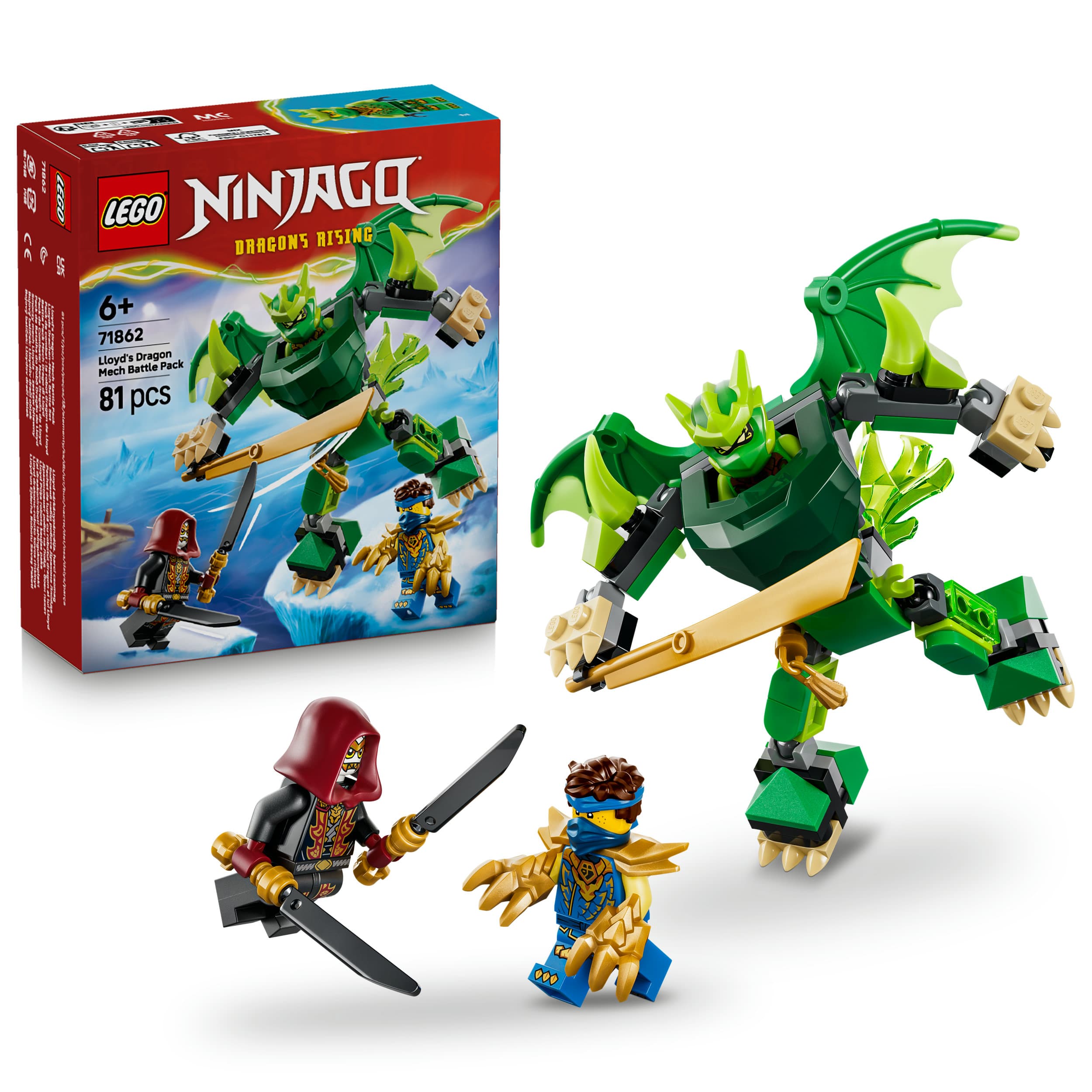 LEGO NINJAGO 71862 Lloyds Drachen-Mech Battle Set, Spielset mit Actionfigur und 3 Minifiguren