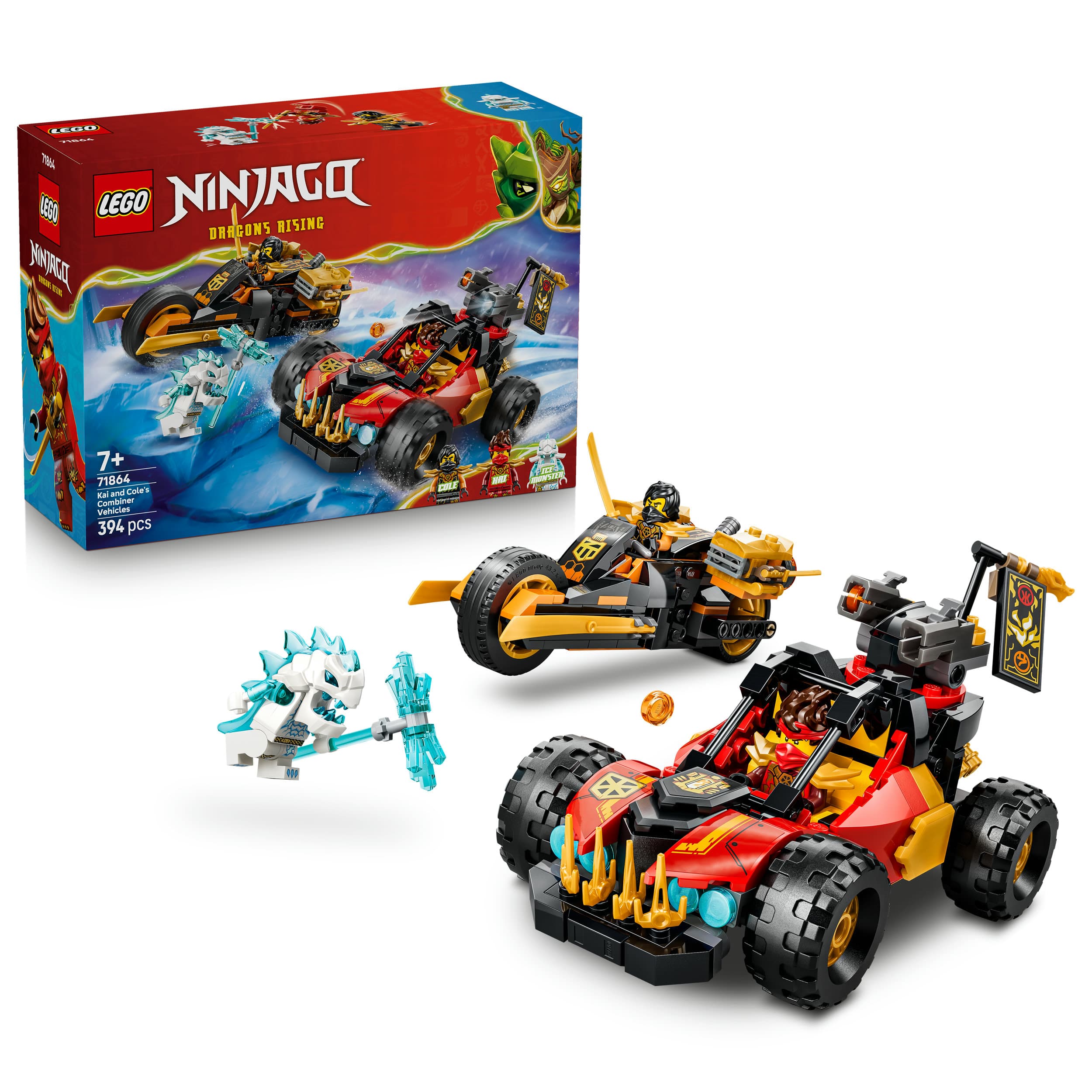 LEGO NINJAGO 71864 Kais und Coles Kombi-Flitzer, Bauset mit 3 Minifiguren