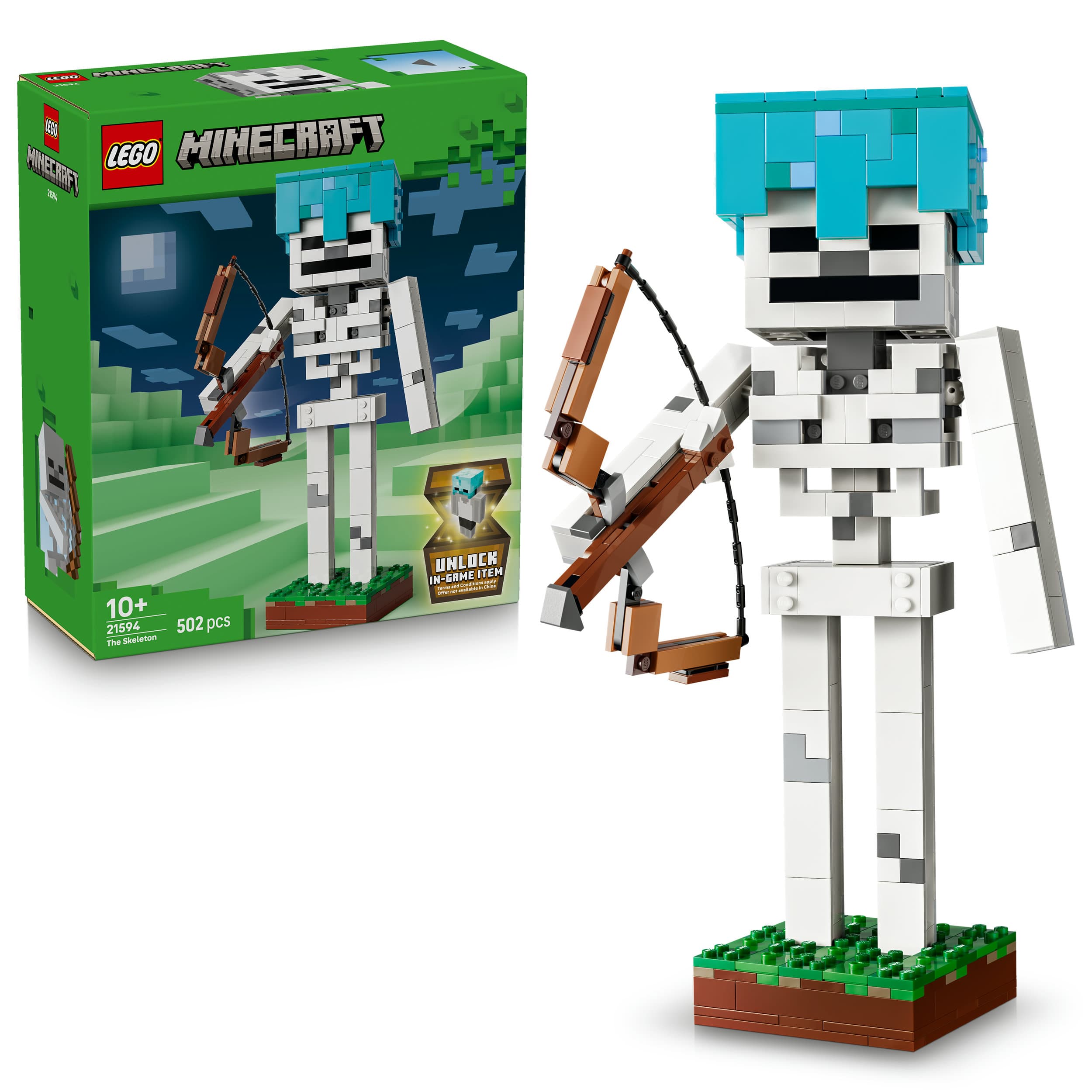 LEGO Minecraft 21594 Das Skelett, Bauspielzeug zum Videospiel, Spielzeug