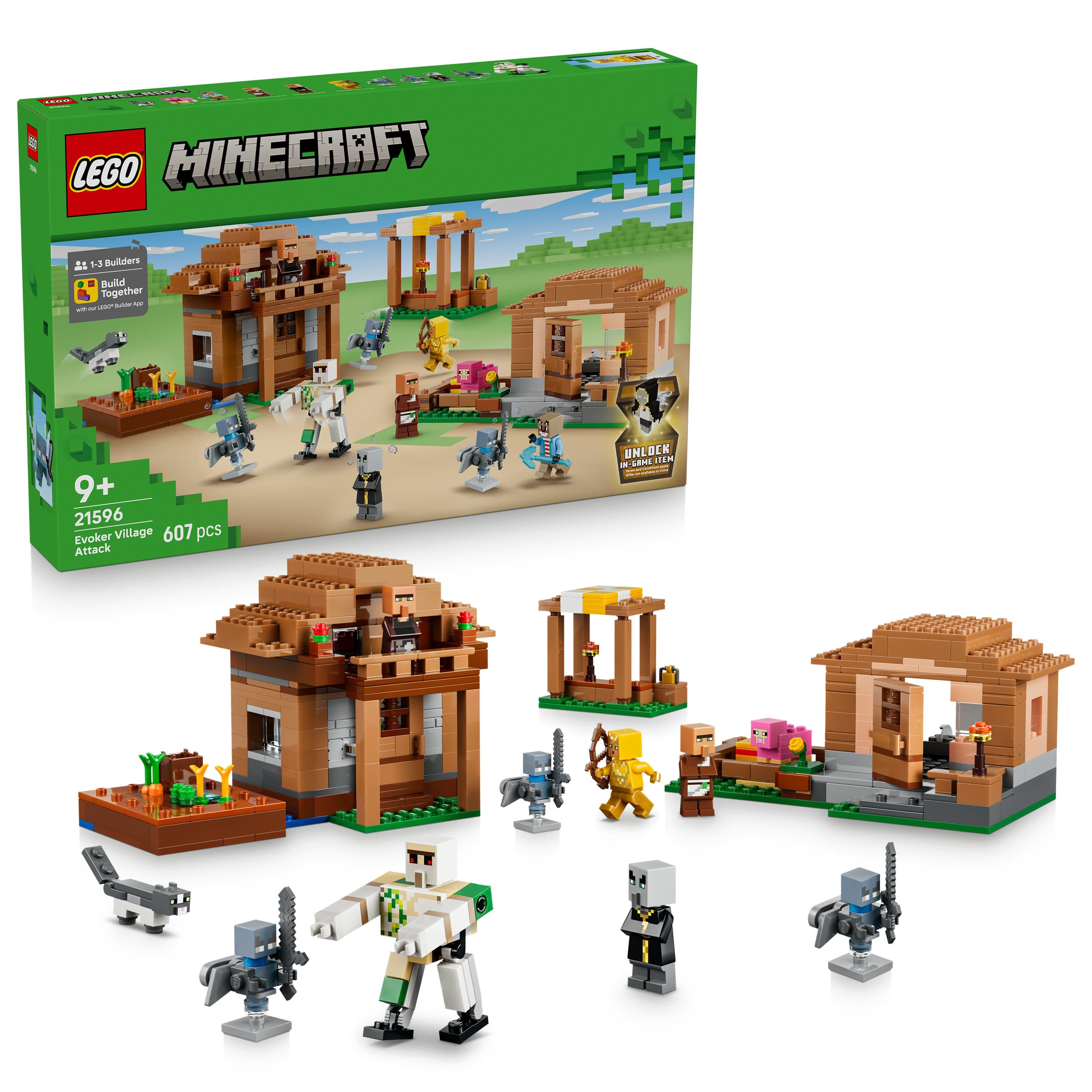LEGO Minecraft 21596 Angriff des Magiers auf das Dorf, Gamer Spielzeug