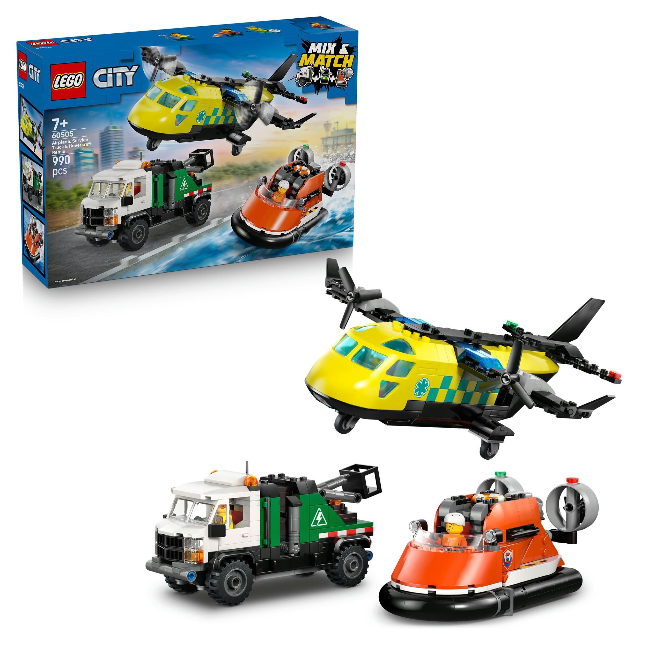 LEGO City 60505 Kombinationsset mit Flugzeug, Wartungsfahrzeug und Luftkissenboot