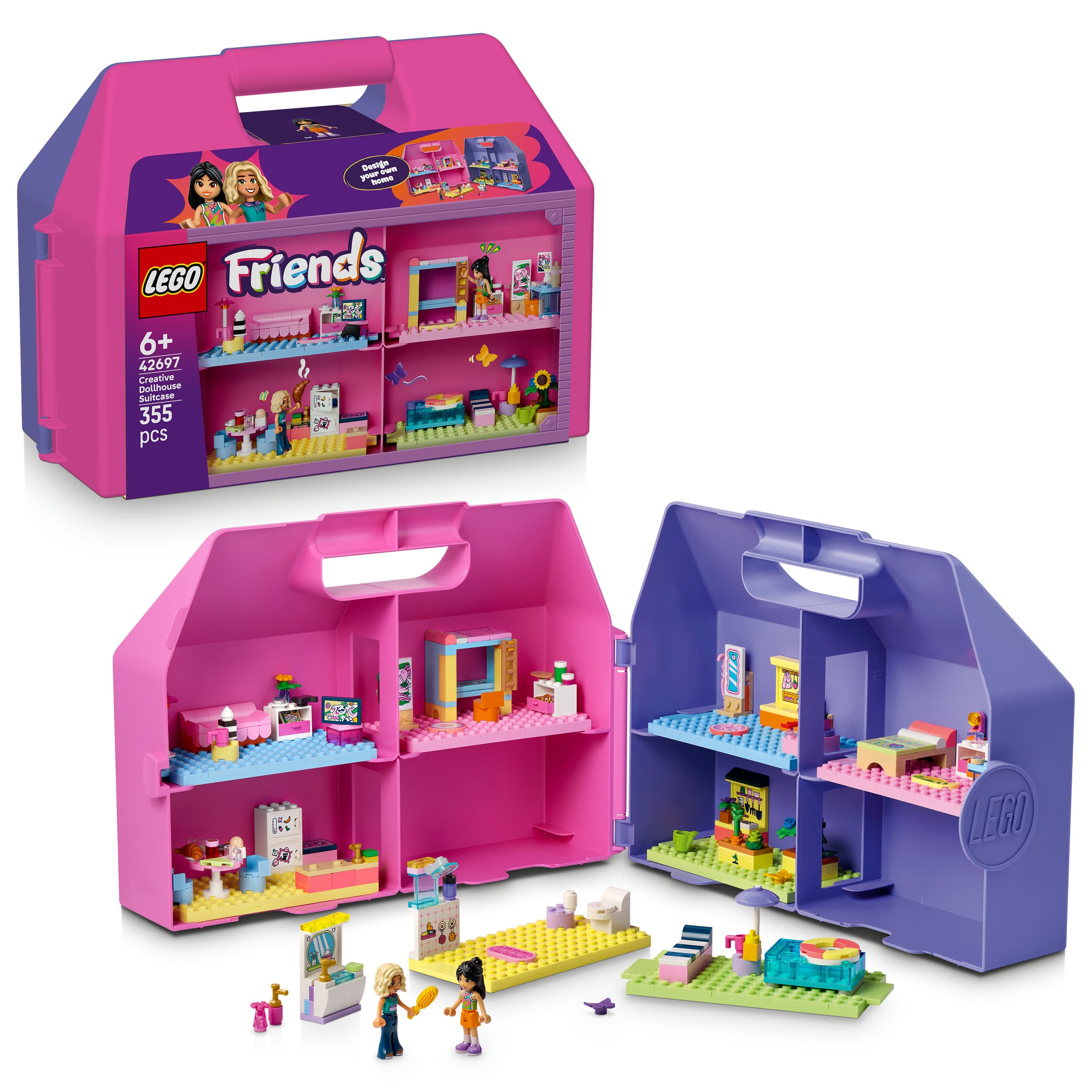 LEGO Friends 42697 Kreativer Puppenhauskoffer, Bauset, Tragbares Puppenhaus für Kinder
