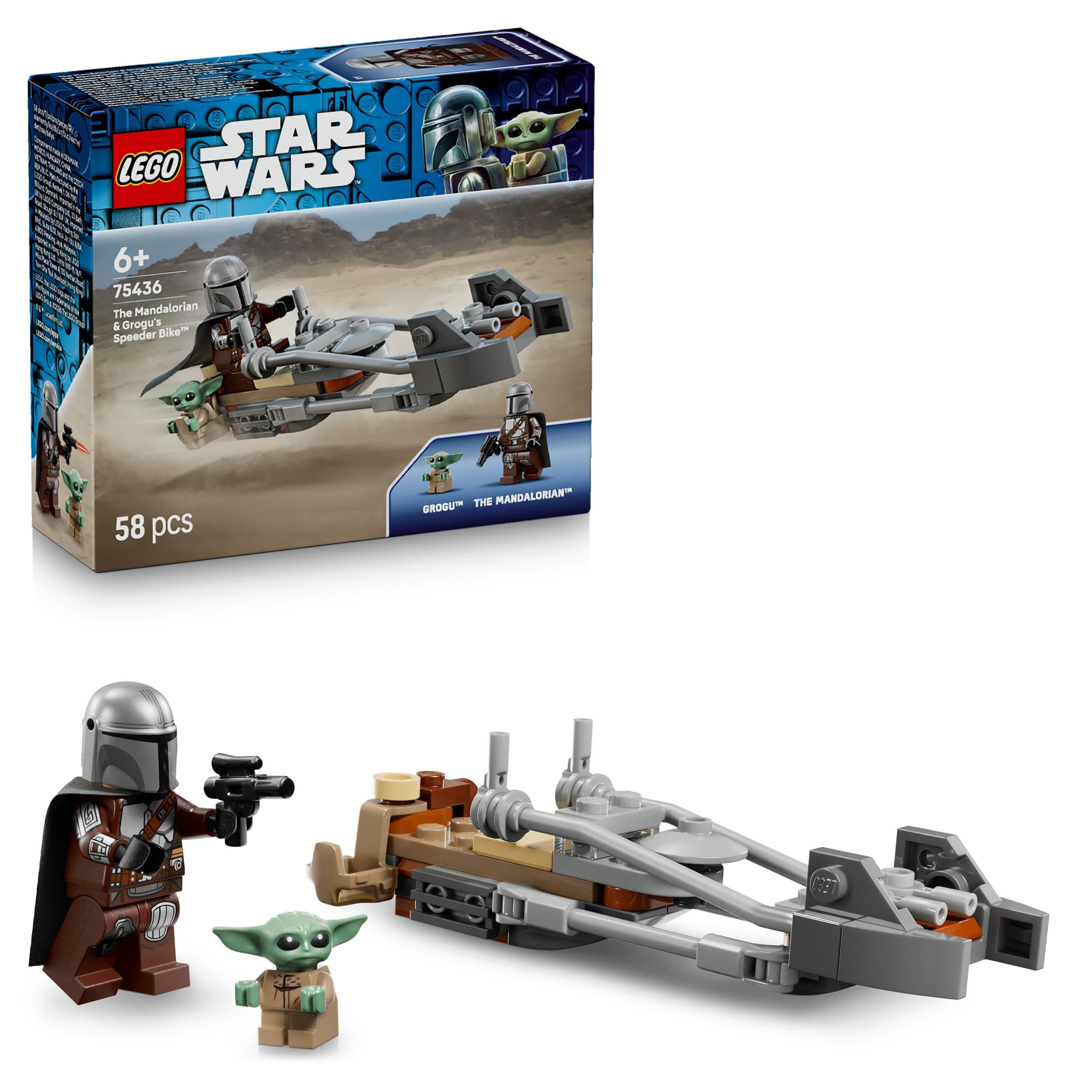 LEGO Star Wars 75436 Der Mandalorianer und Grogu auf ihrem Speeder Bike