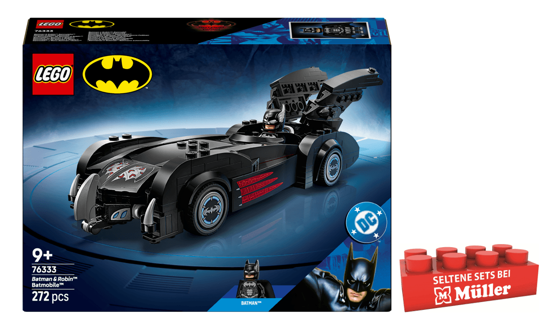 LEGO DC 76333 Batman: Batman & Robin: Batmobil, Spielzeugauto ab 9