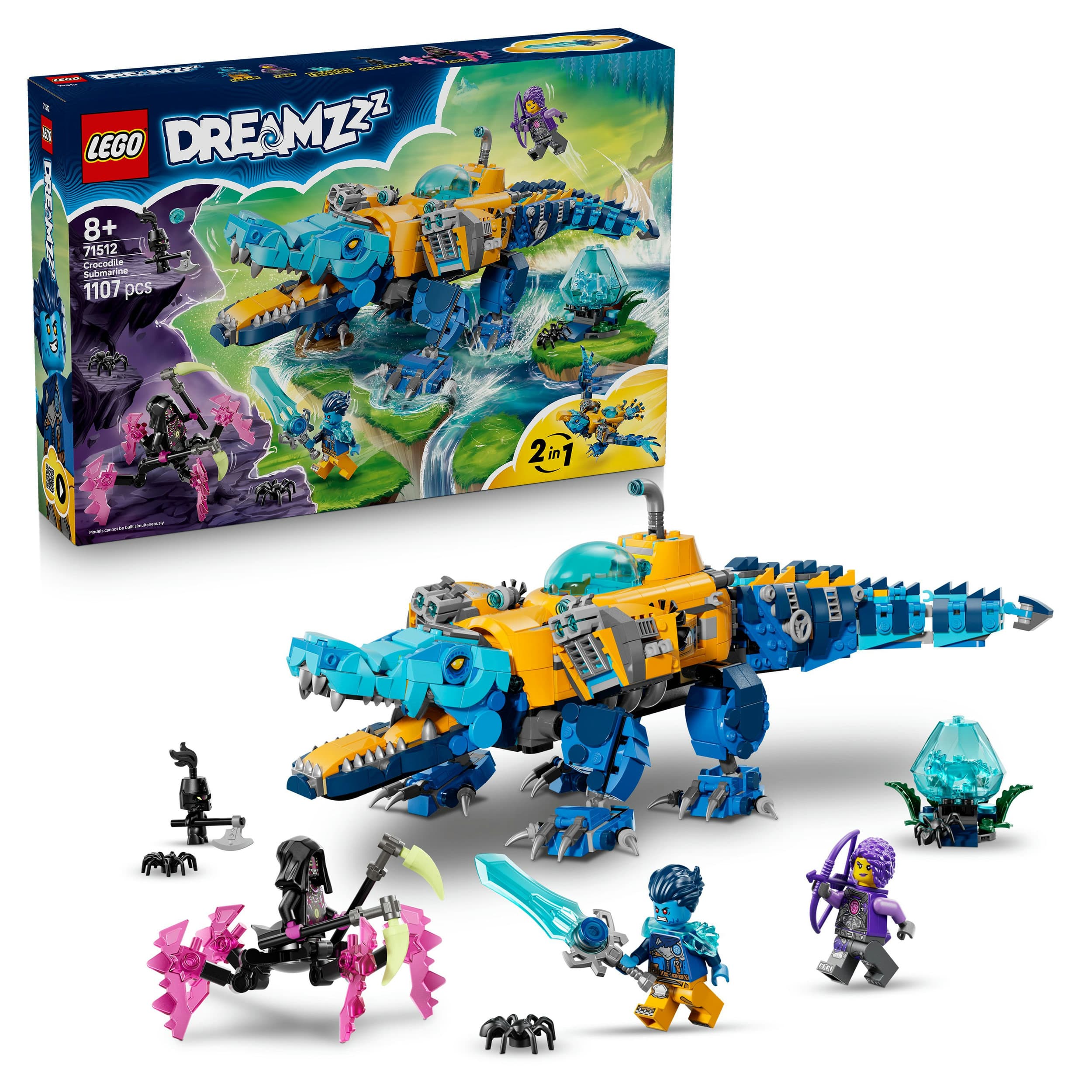 LEGO DREAMZzz 2in1 71512 Krokodil-U-Boot, Spielzeug mit 3 Minifiguren