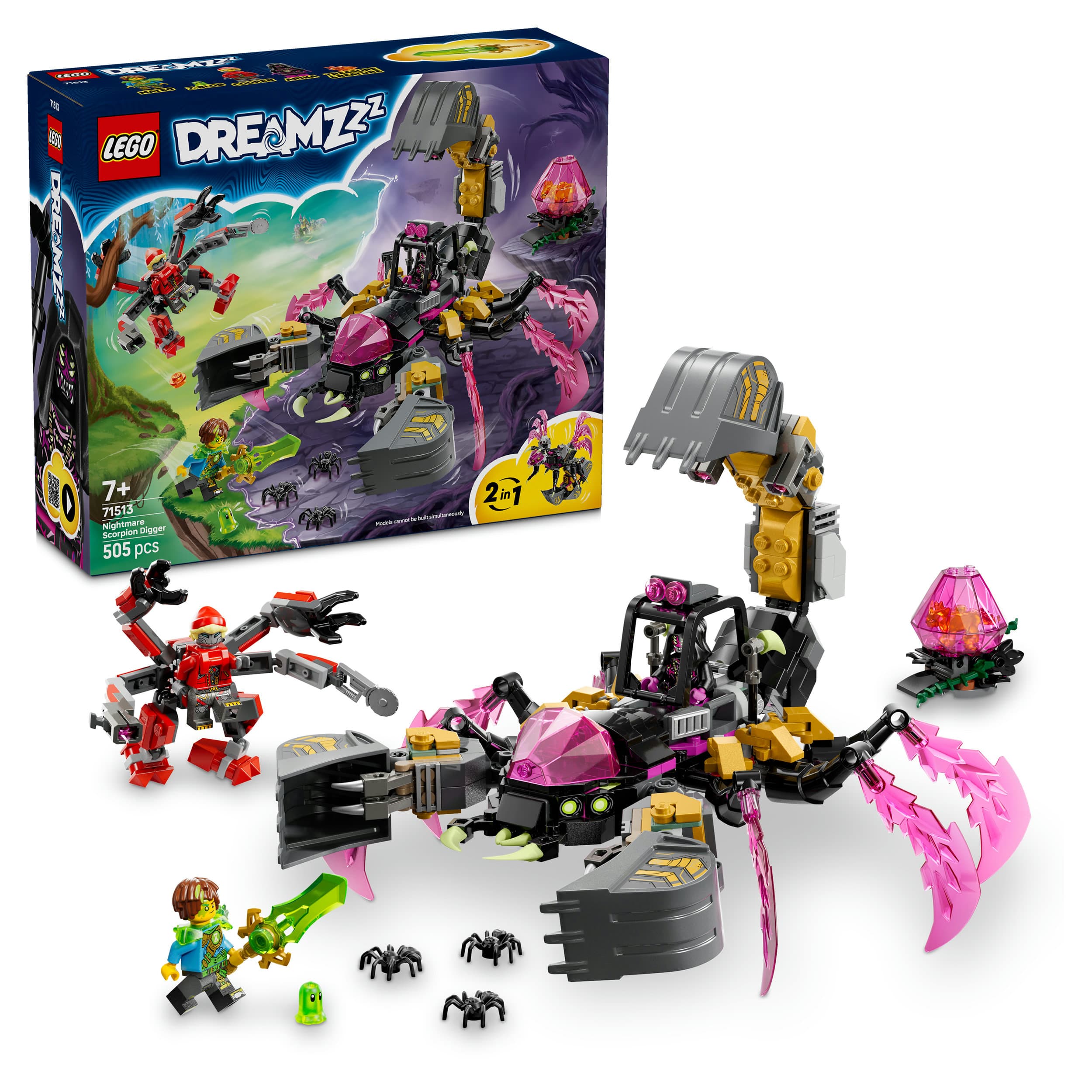 LEGO DREAMZzz 2in1 71513 Albtraum-Skorpionbagger, Spielzeug mit Figuren