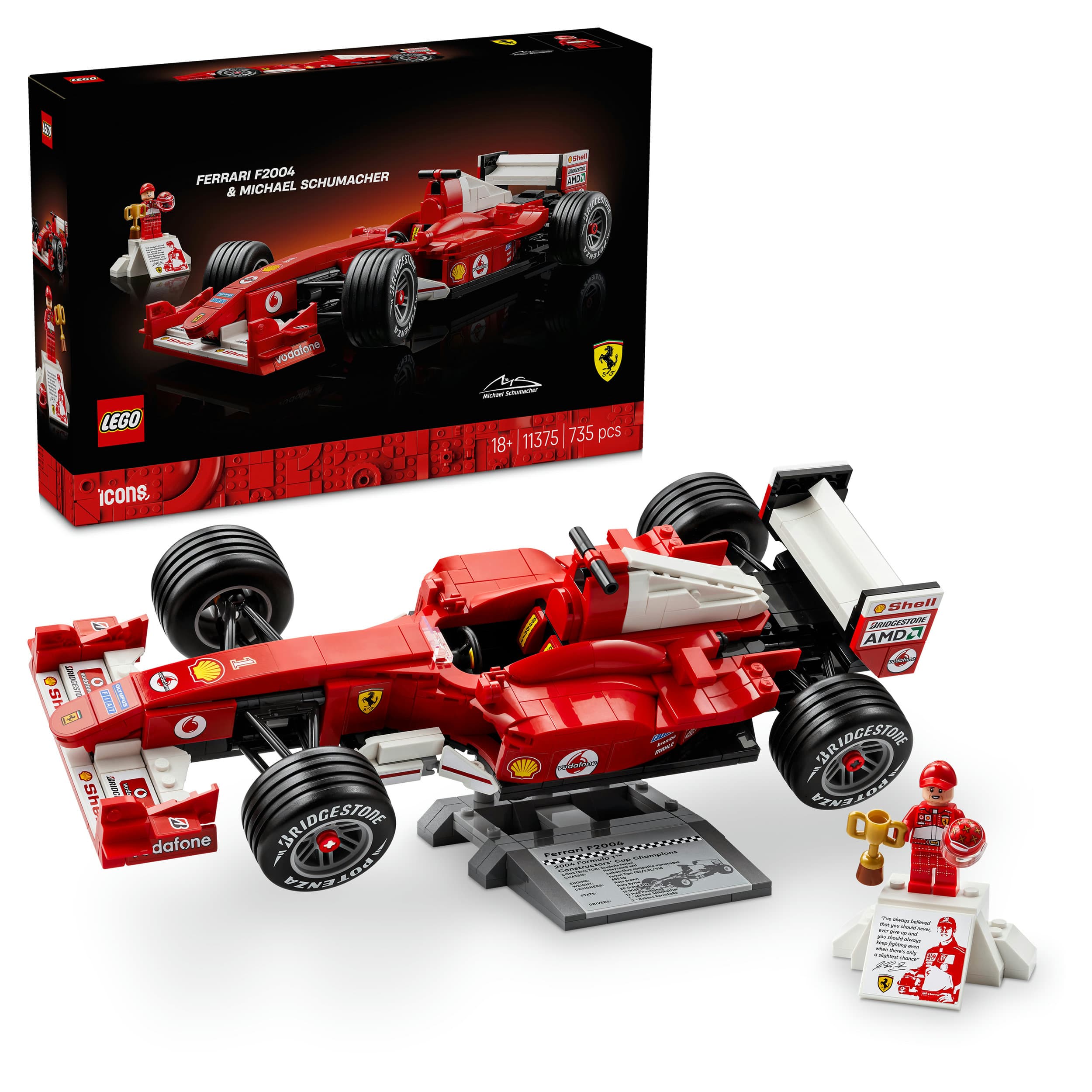 LEGO Icons 11375 Ferrari F2004 und Michael Schumacher, Formel 1 Auto