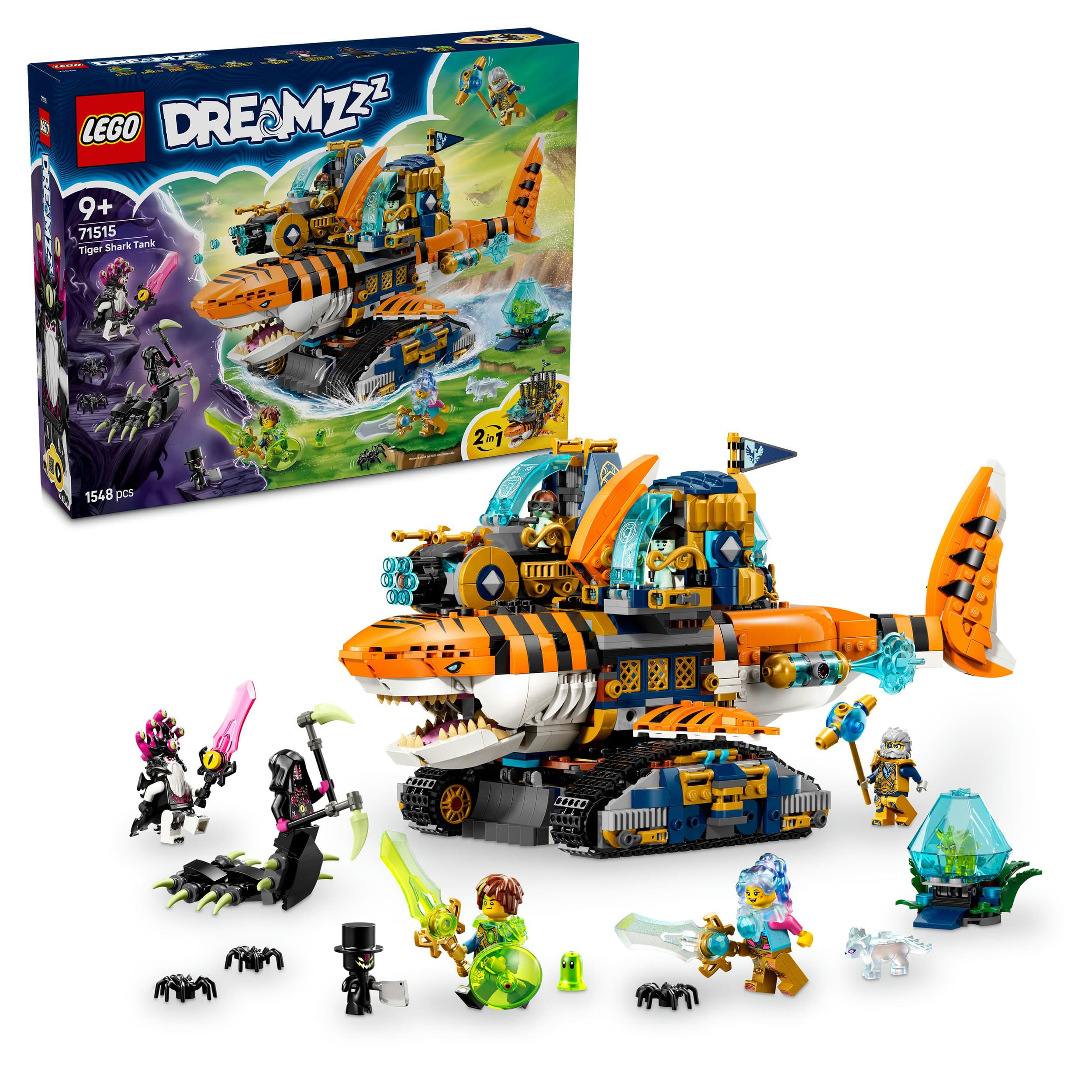 LEGO DREAMZzz 2in1 71515 Tigerhai-Fahrzeug, Spielzeug Minifiguren ab 9