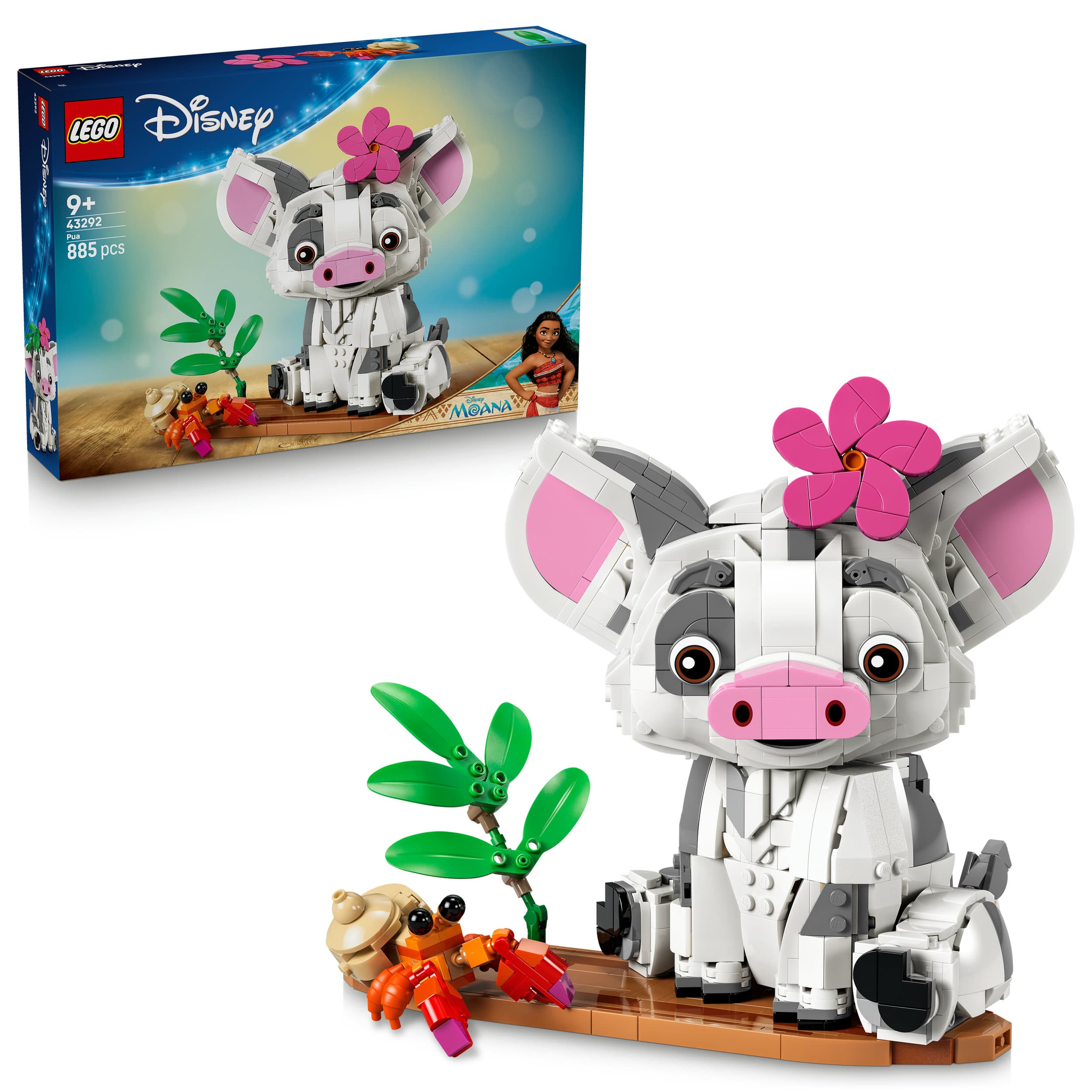 LEGO ǀ Disney 43292 Vaiana Pua, Schwein zum Bauen und Spielen, Zimmerdeko für Fans ab 9 Jahren