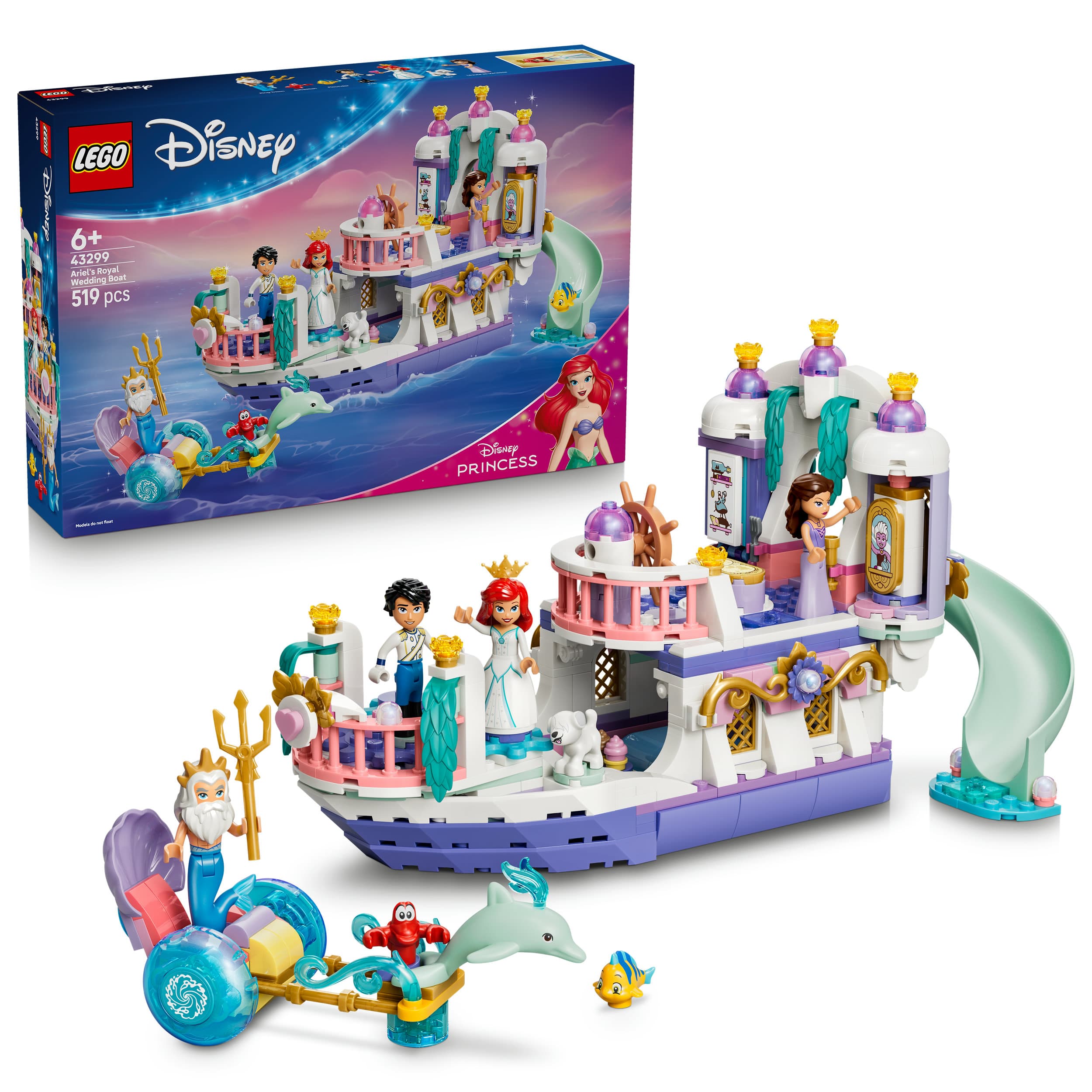 LEGO ǀ Disney Princess 43299 Arielles Königliches Hochzeitsboot, 7 Figuren für Kinder ab 6 Jahren
