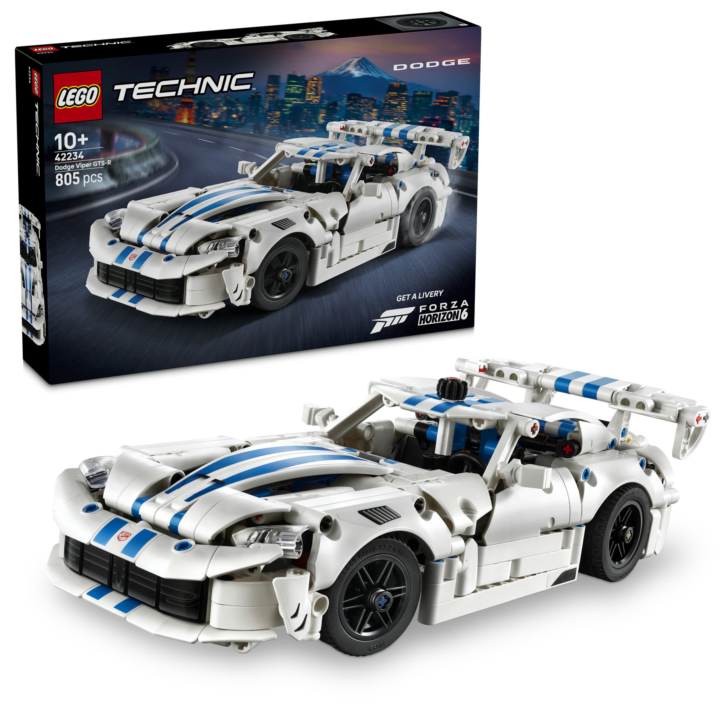 LEGO Technic 42234 Dodge Viper GTS-R Sportwagen, Bauset, Rennauto mit Lenkung und V10-Motor