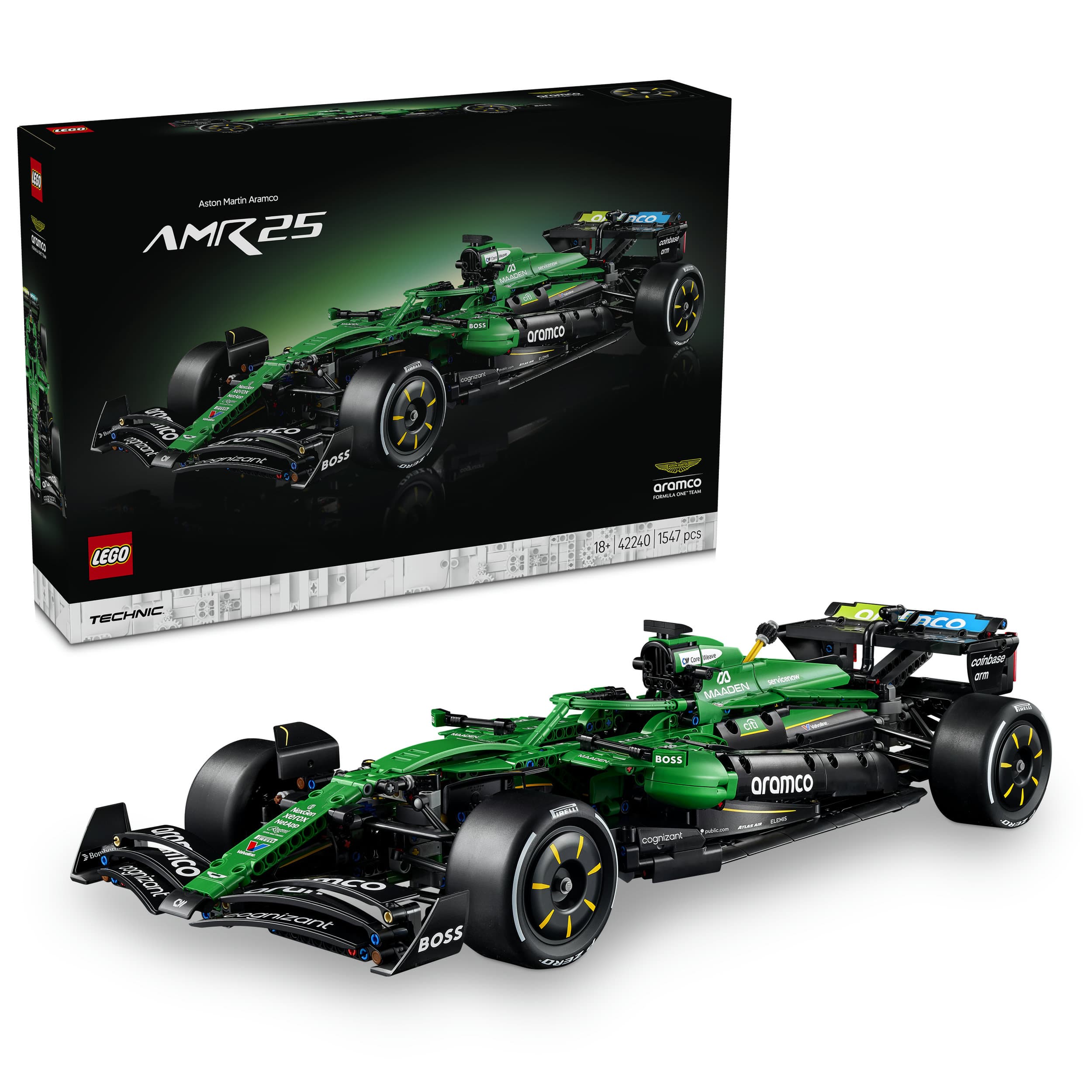 LEGO Technic 42240 Aston Martin Aramco AMR25 Rennwagen, F1 Modellauto