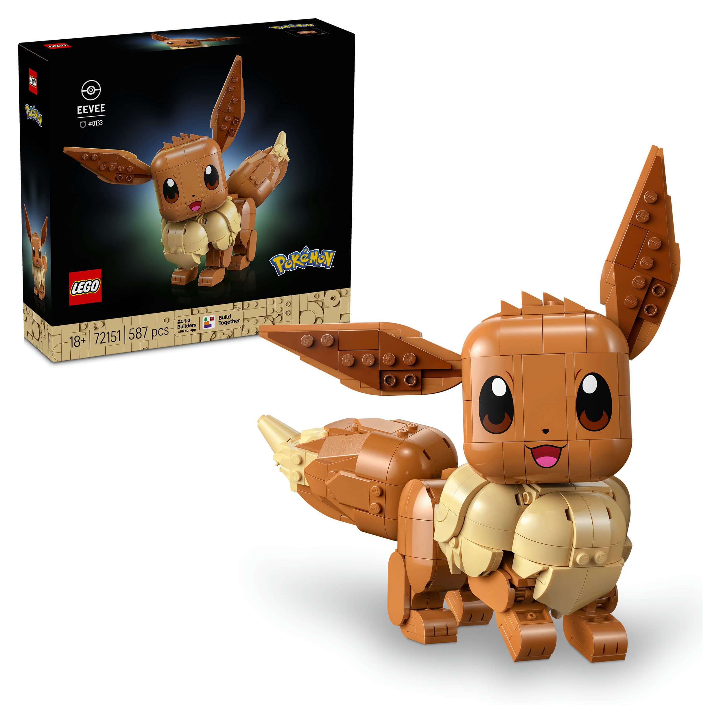 LEGO Pokémon 72151 Evoli, 3D Puzzle mit Figur zum Bauen für Erwachsene