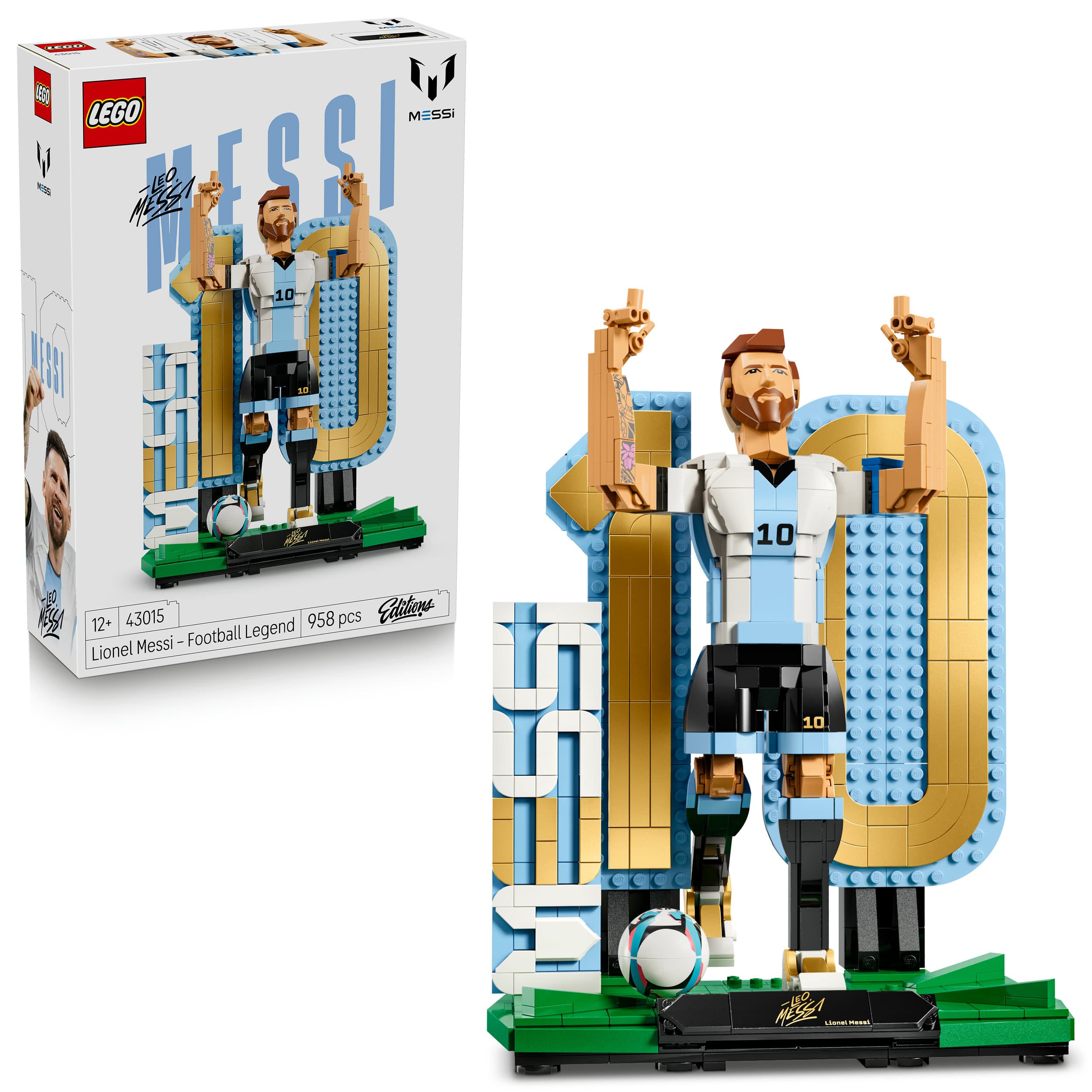LEGO Editions 43015 Lionel Messi, Fußballlegende, Bauset für Kinder; Fußball-Deko