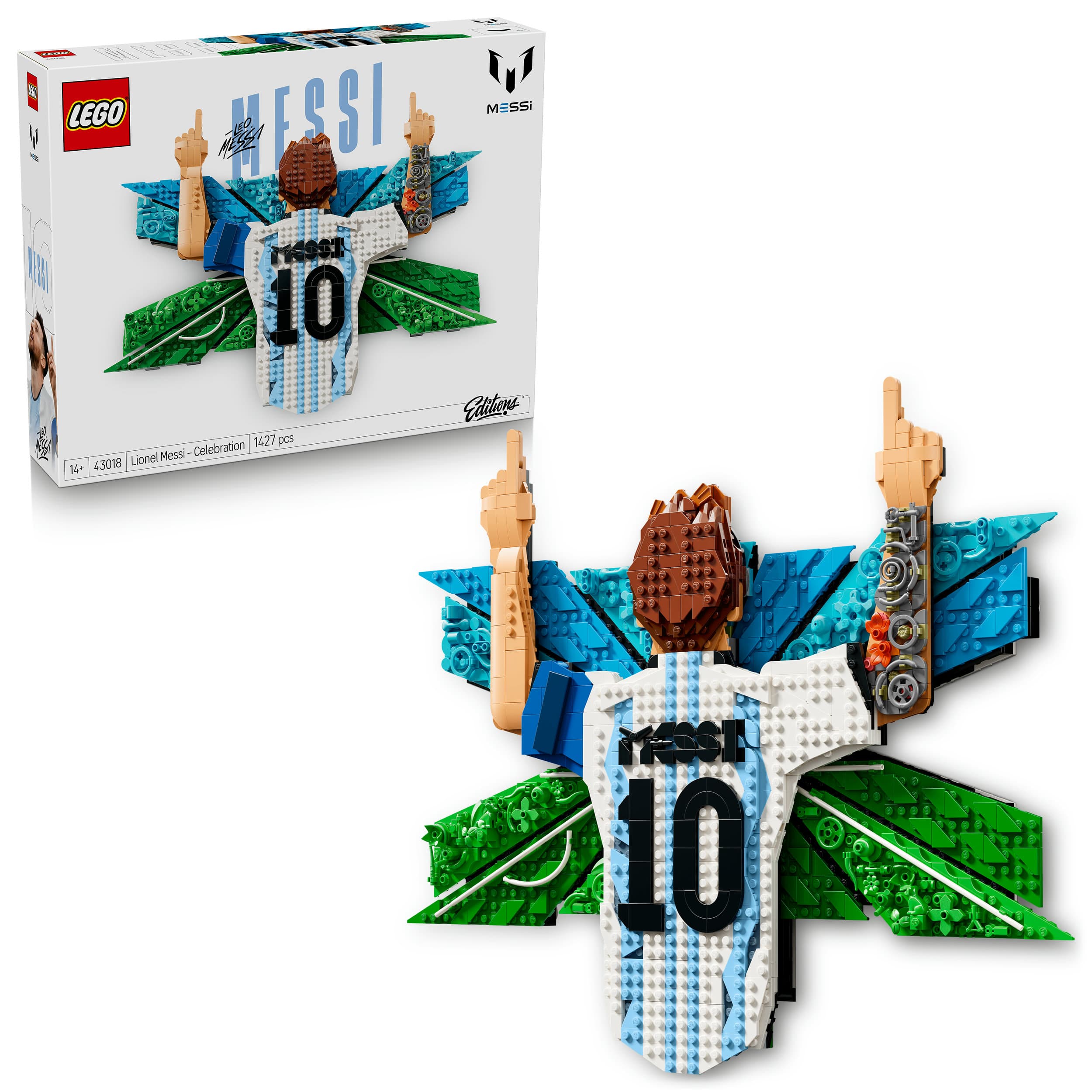 LEGO Editions 43018 Lionel Messi – Torjubel, Fußball Modellbau